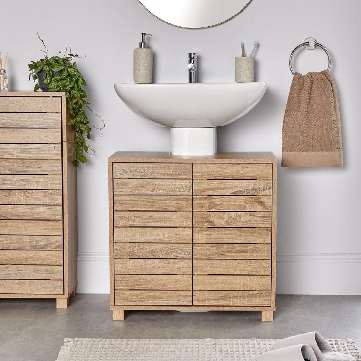 Brown - VonHaus - VonHaus Under Sink Bathroom Cabinet  Chester Range - 9