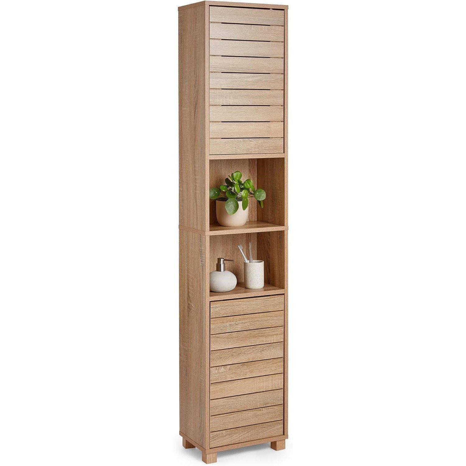 Vonhaus  Chester Tallboy Bathroom Cabinet - Brown