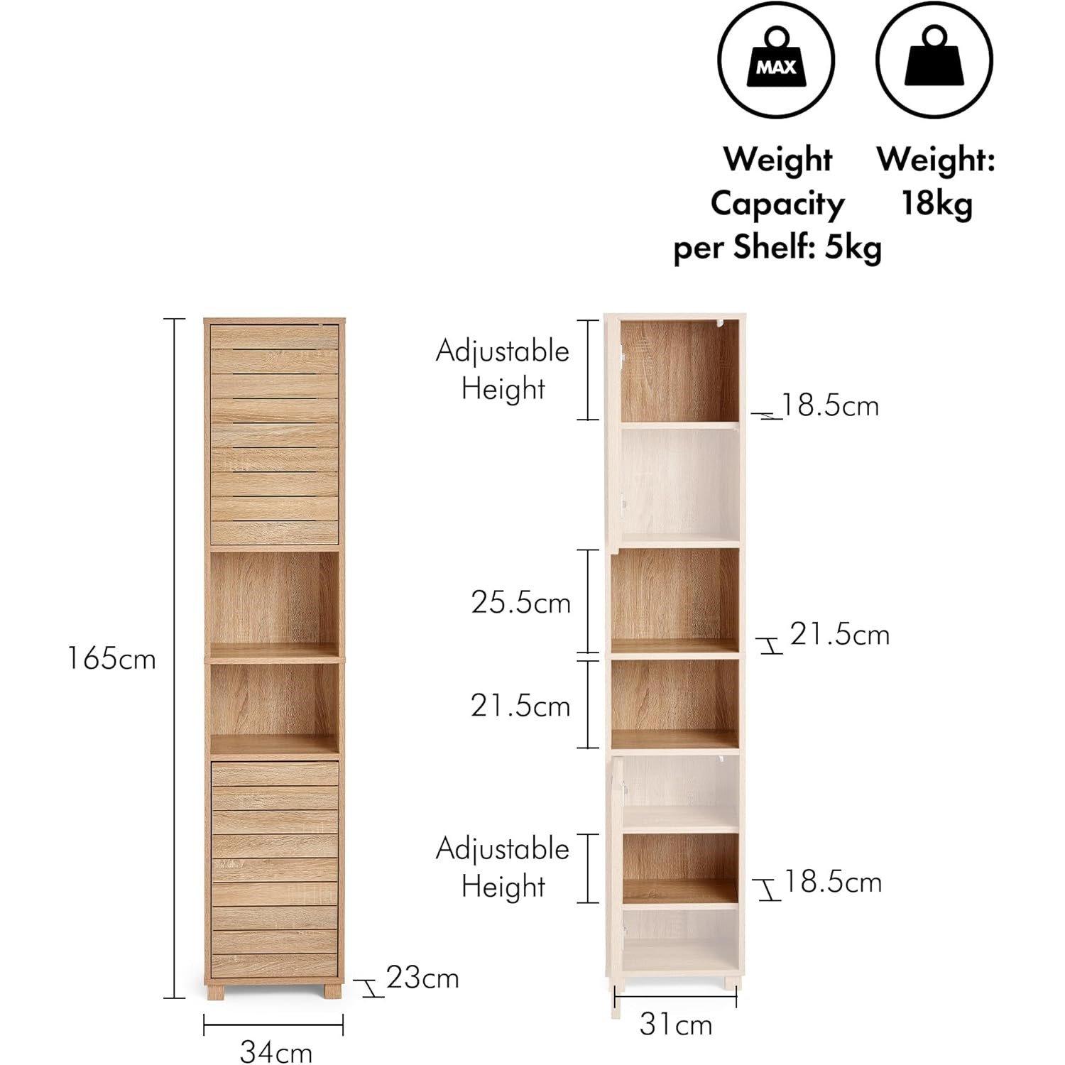 Brown - VonHaus - VonHaus  Chester Tallboy Bathroom Cabinet - 3