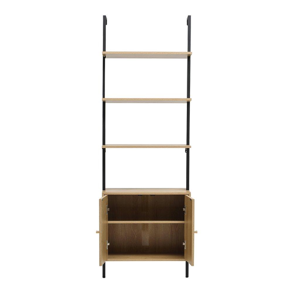 Natural - Kabinet UK - Wooden Bookshelf with Rattan Cabinet - 4