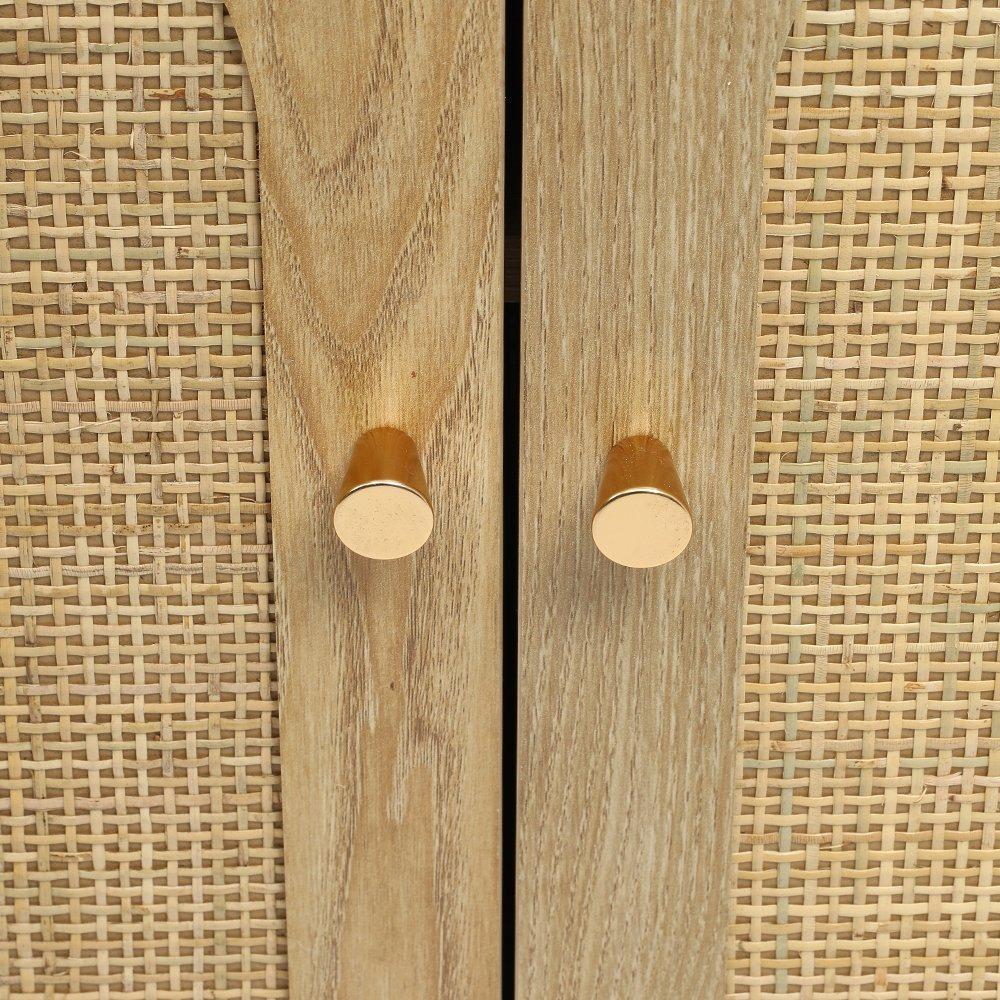 Natural - Kabinet UK - Wooden Bookshelf with Rattan Cabinet - 9