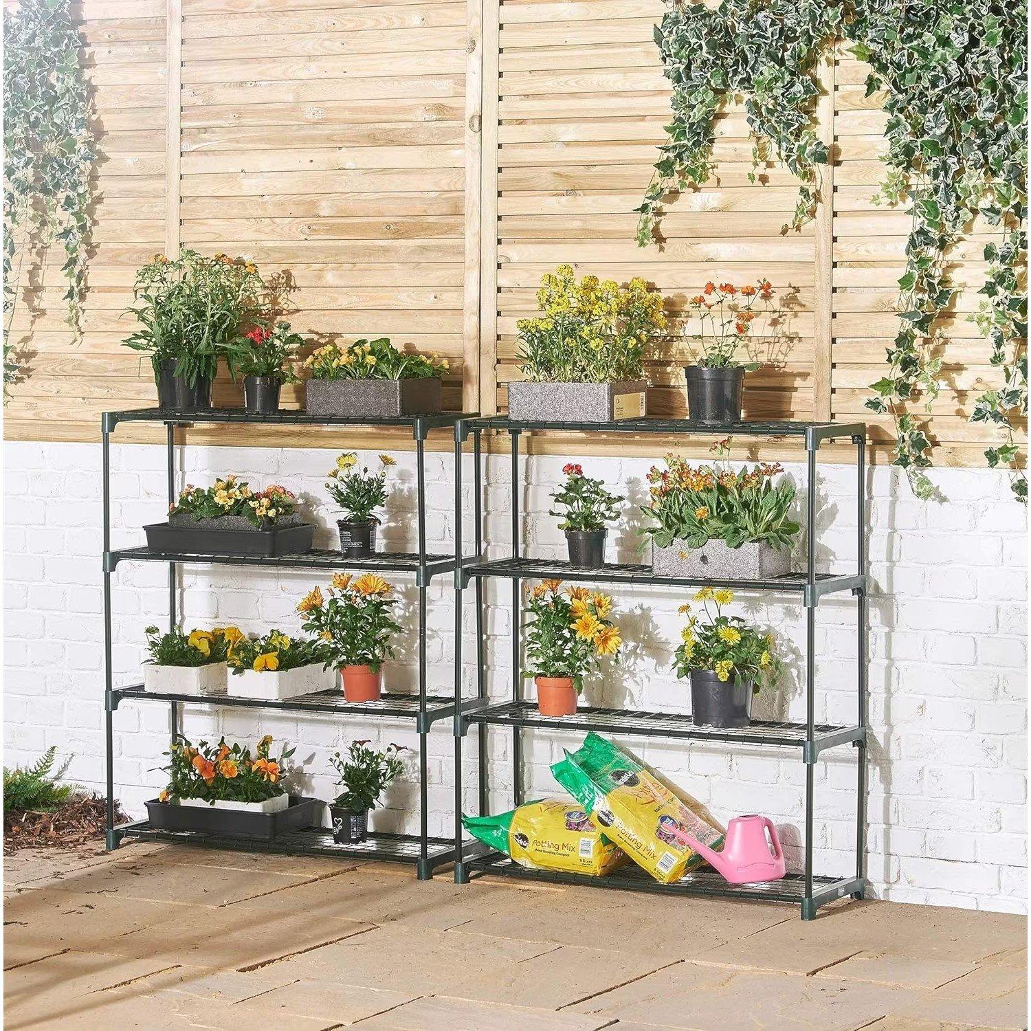 Green - VonHaus - VonHaus - 2 Pack 4 Tier Garden Shelving Unit - 2