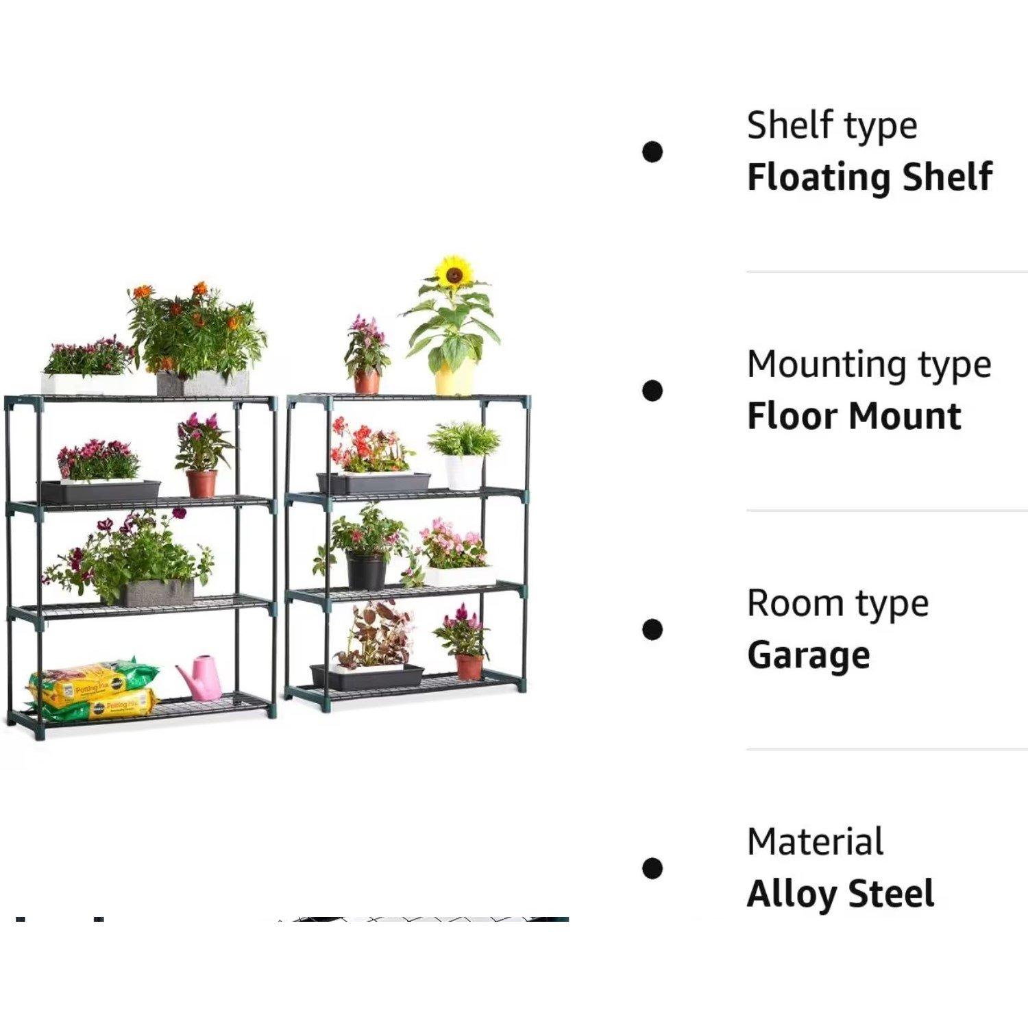 Green - VonHaus - VonHaus - 2 Pack 4 Tier Garden Shelving Unit - 7