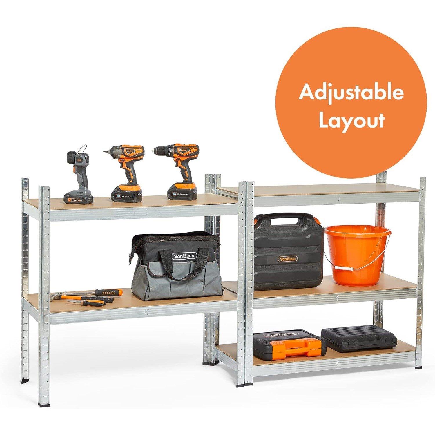 Silver - VonHaus - VonHaus - Galvanised 5 Tier Racking 1.5M - 4