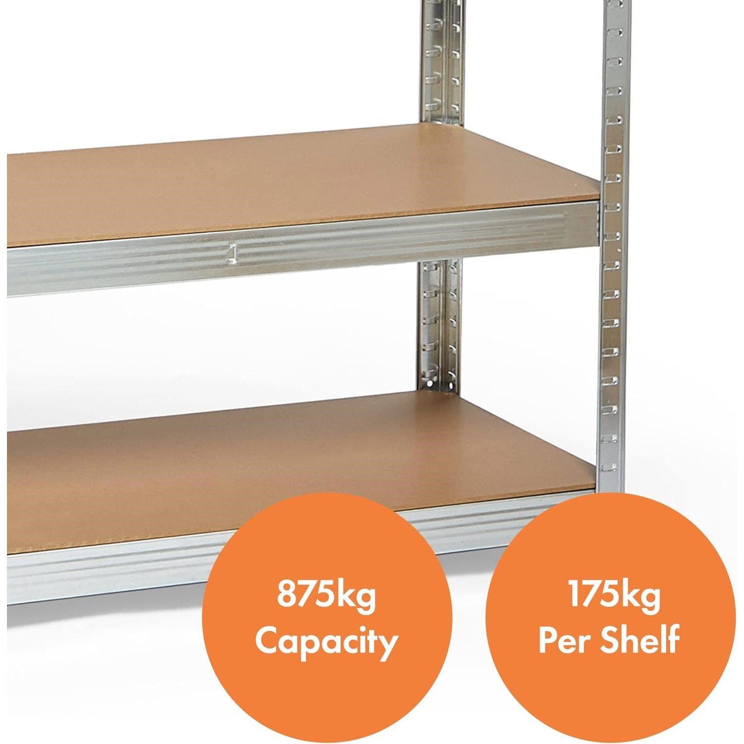 Silver - VonHaus - VonHaus - Galvanised 5 Tier Racking 1.5M - 5