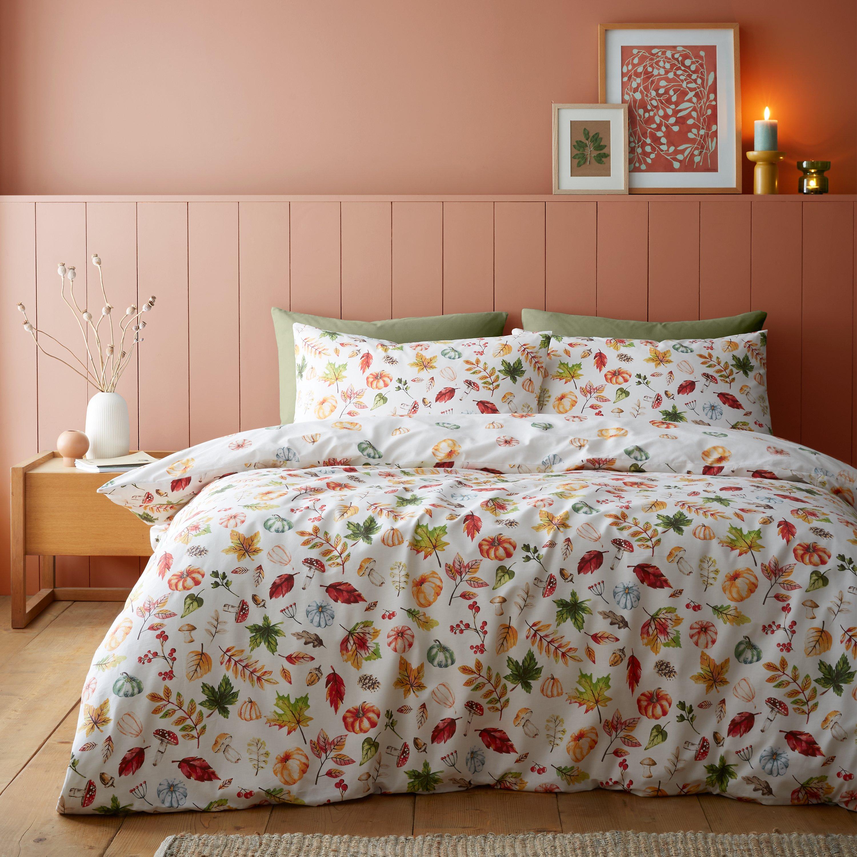 Orange - Catherine Lansfield - Autumn Pumpkins Reversible Duvet Cover Set - 1
