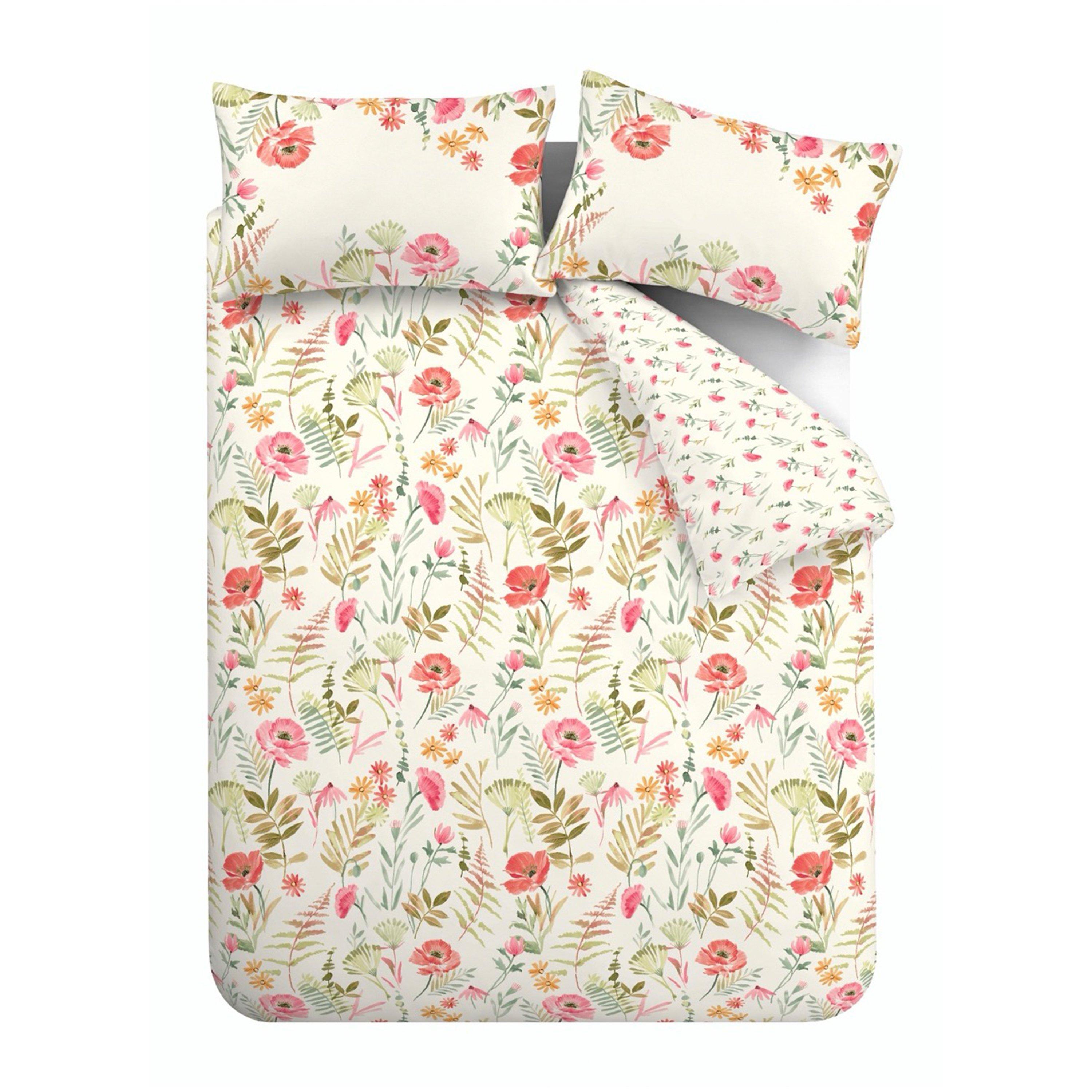 Cream - Catherine Lansfield - Ella Poppy Reversible Duvet Cover Set - 5