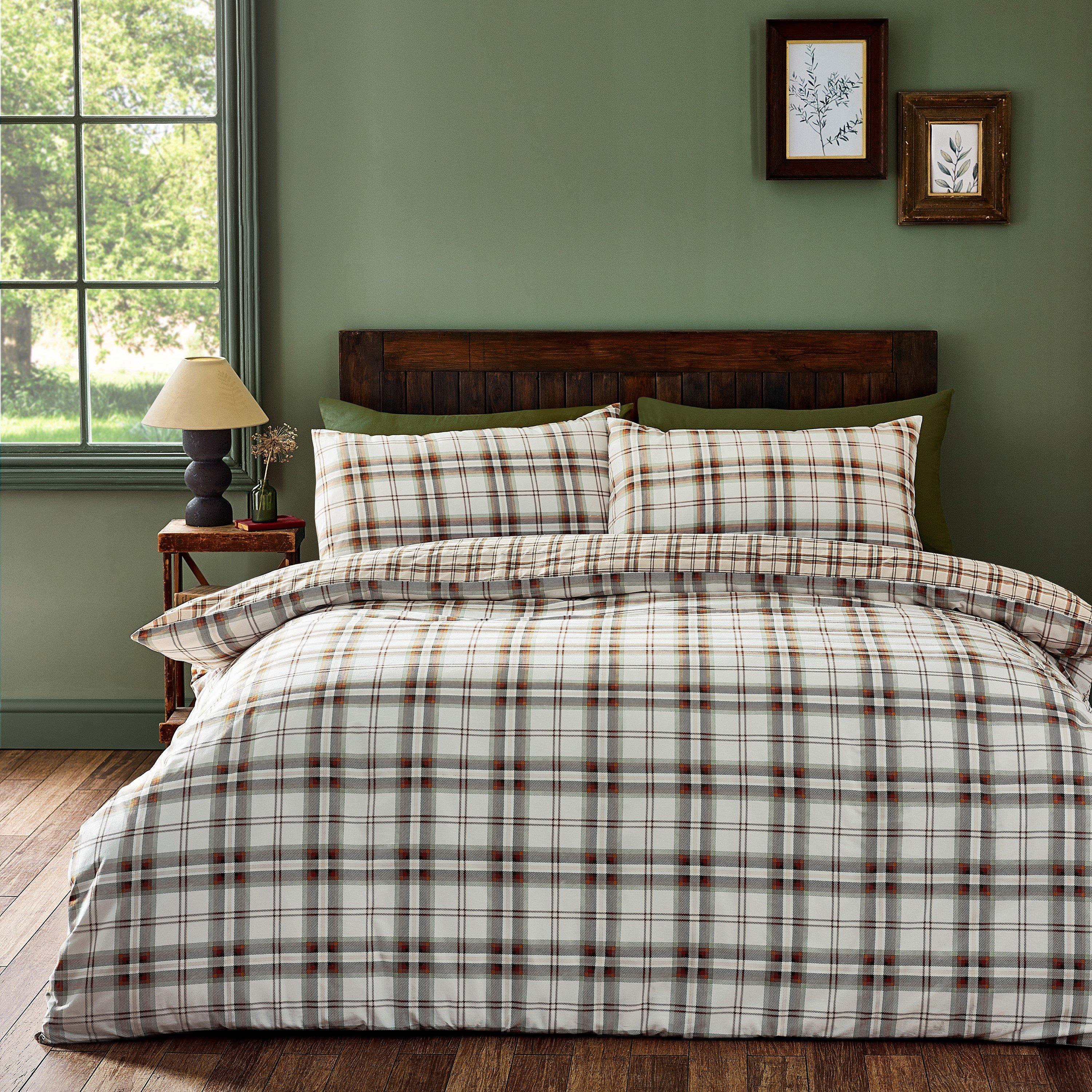 Catherine Lansfield Orange Kelso Check Reversible Duvet Cover Set Burnt - Single - Burnt - Image 6