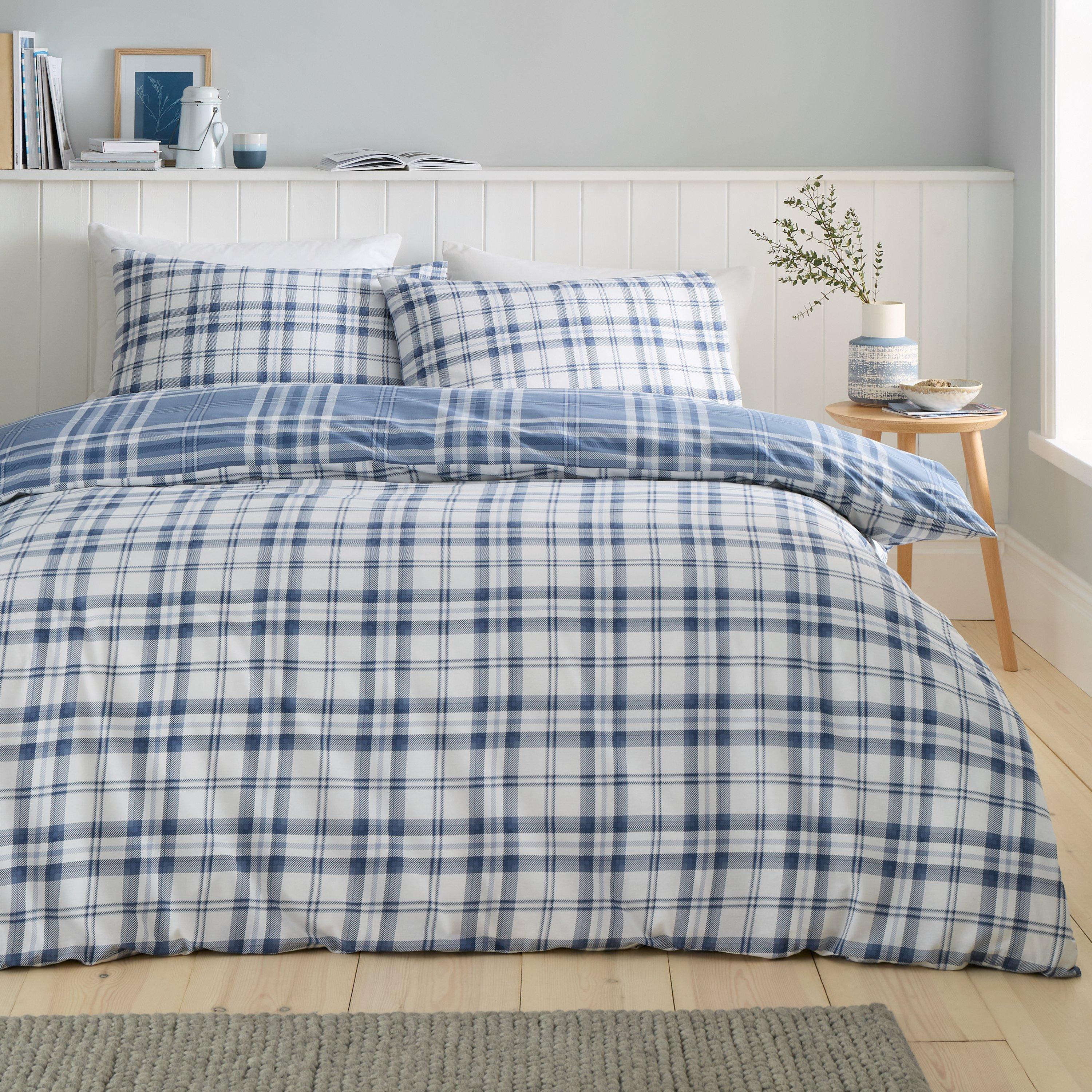 Lansfield Blue - Catherine Lansfield - Kelso Check Reversible Duvet Cover Set - 2