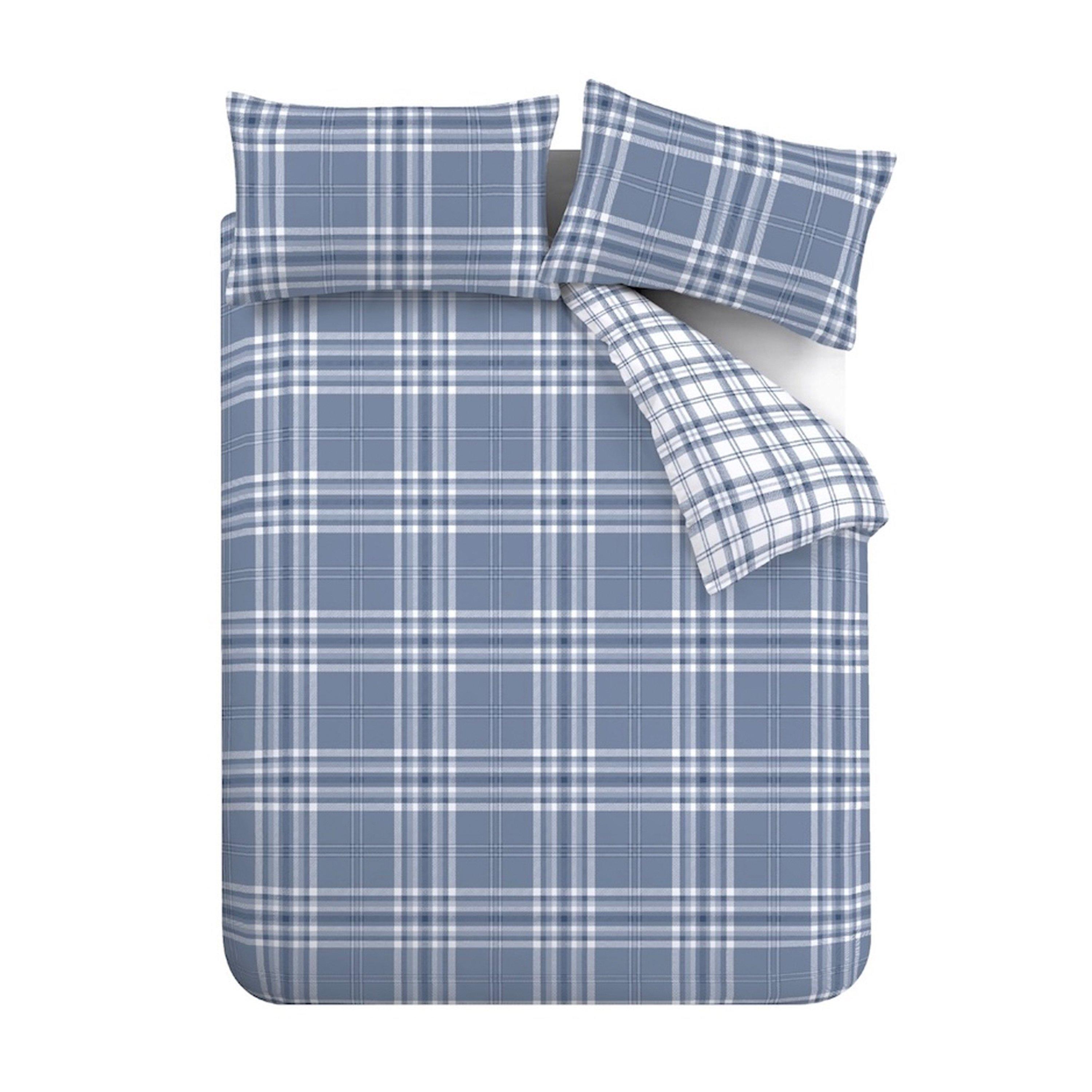 Lansfield Blue - Catherine Lansfield - Kelso Check Reversible Duvet Cover Set - 5