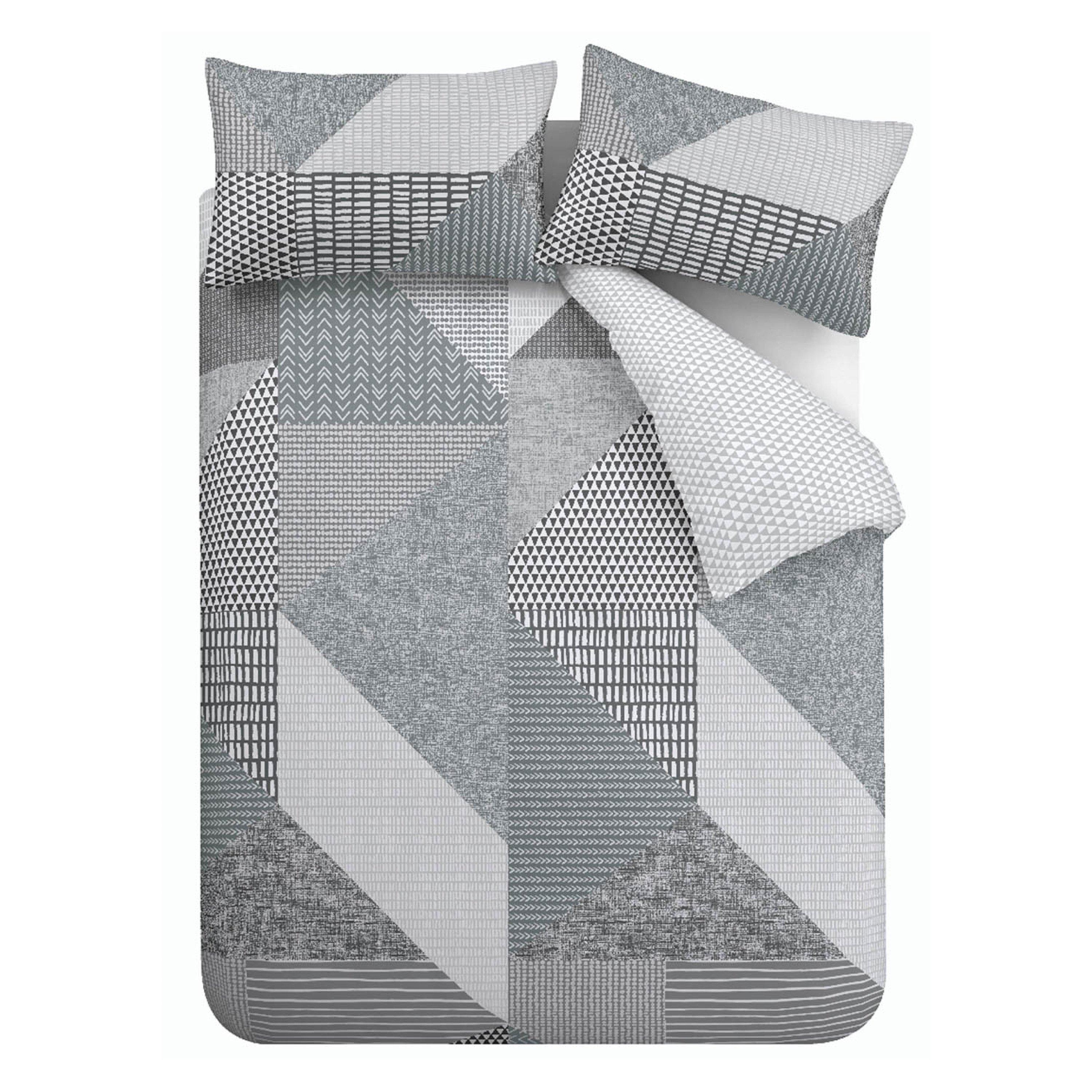 Grey - Catherine Lansfield - Larsson Geo Reversible Duvet Cover Set - 5