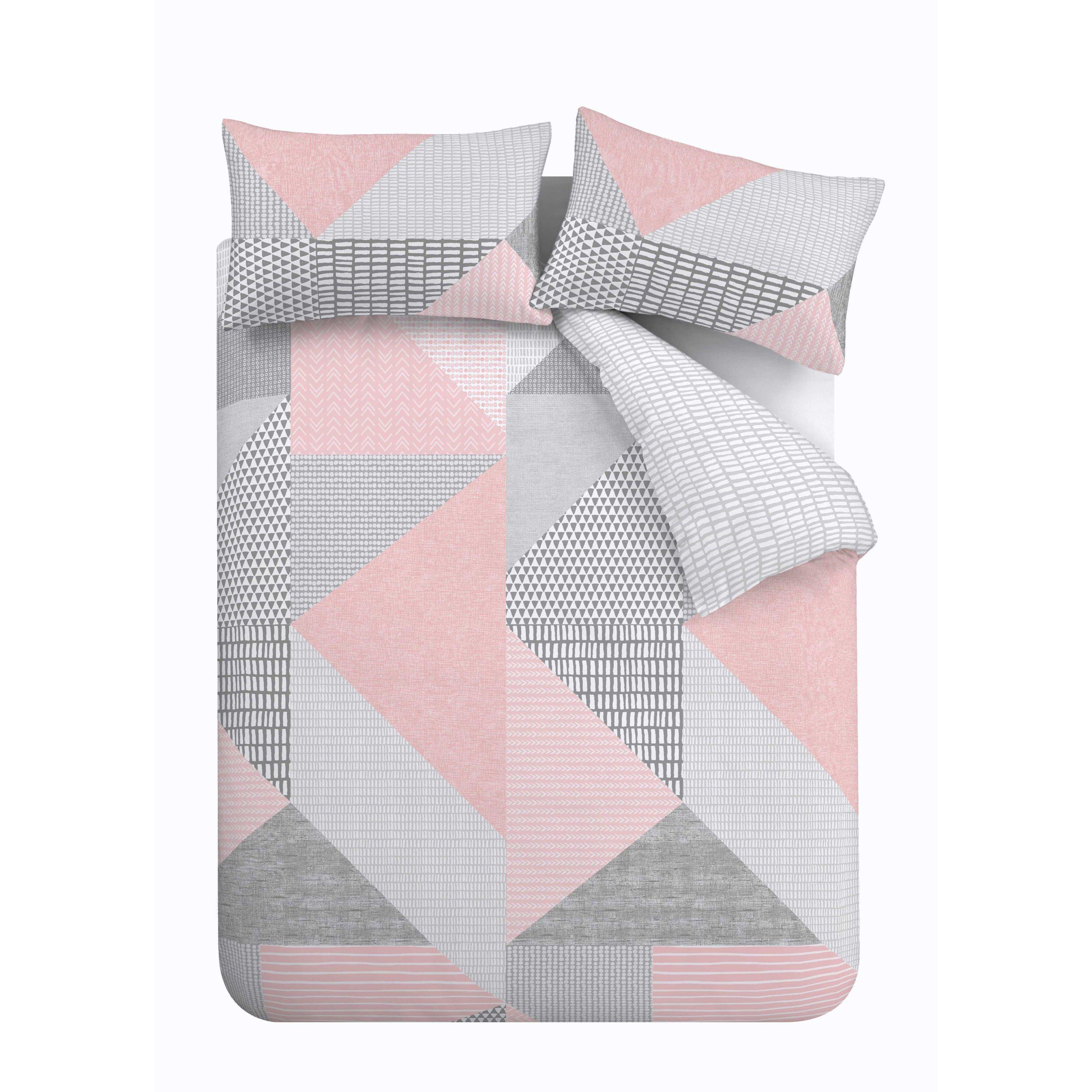 Pink - Catherine Lansfield - Larsson Geo Reversible Duvet Cover Set - 5