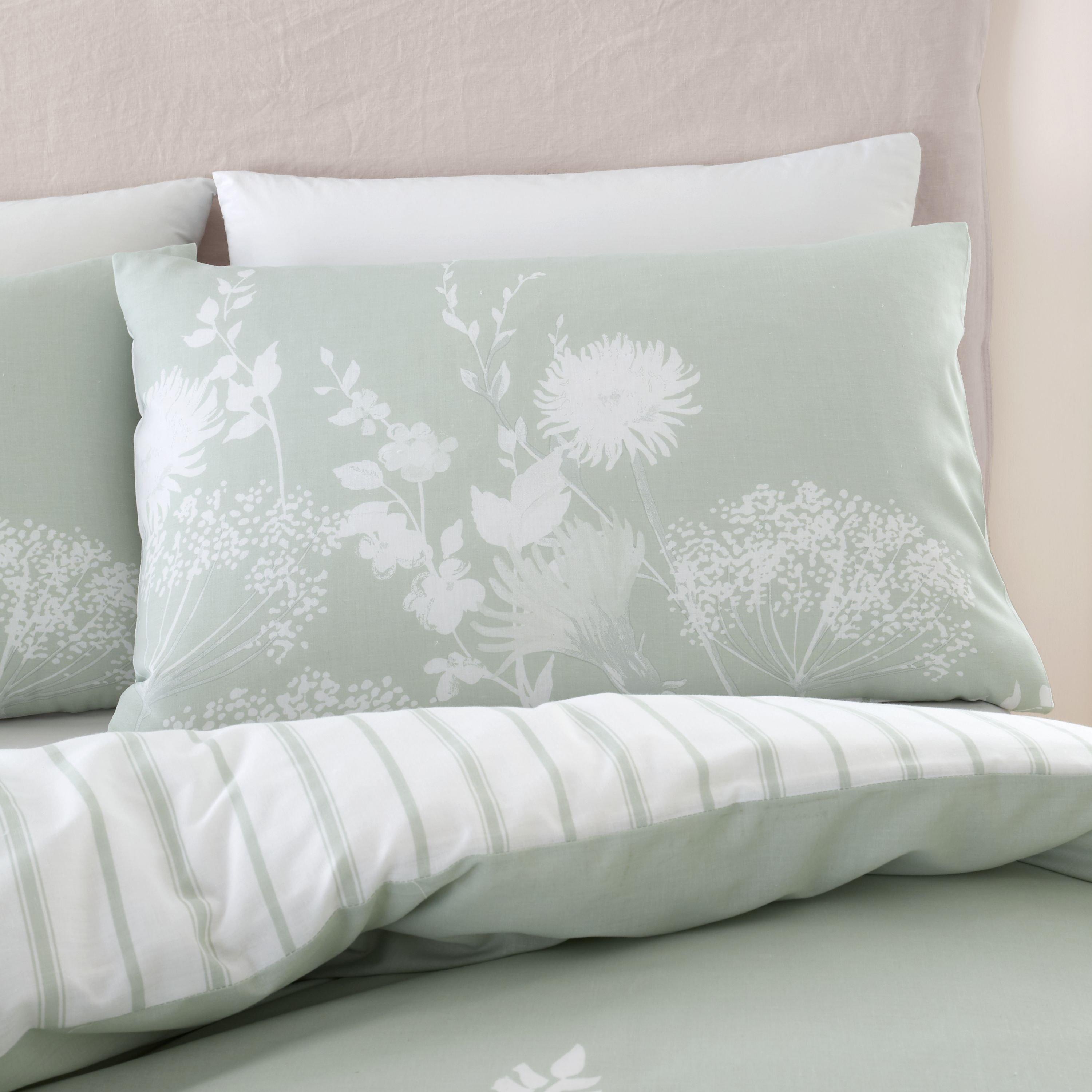 Green - Catherine Lansfield - Meadowsweet Floral Reversible Duvet Cover Set - 2
