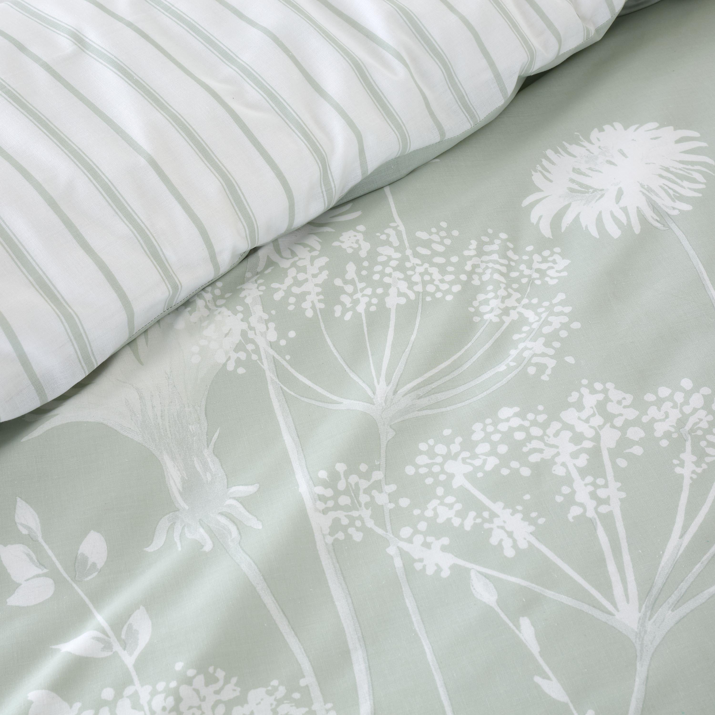 Green - Catherine Lansfield - Meadowsweet Floral Reversible Duvet Cover Set - 3