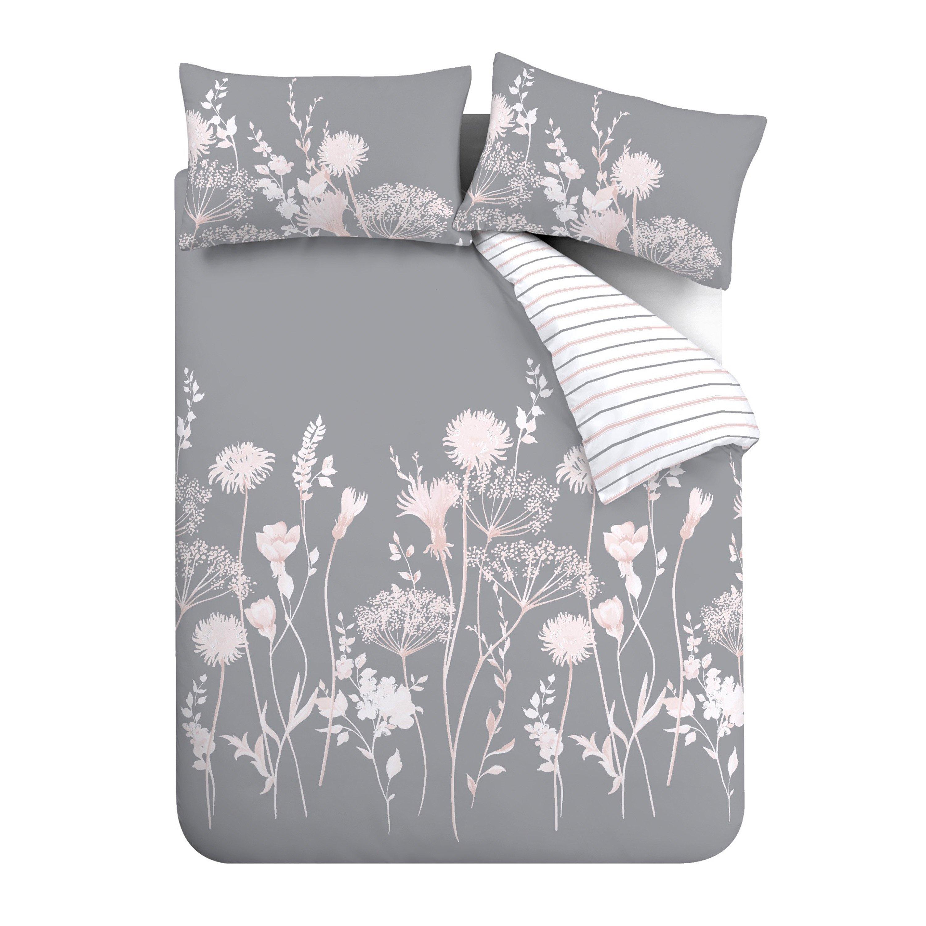 Pink - Catherine Lansfield - Meadowsweet Floral Reversible Duvet Cover Set - 5