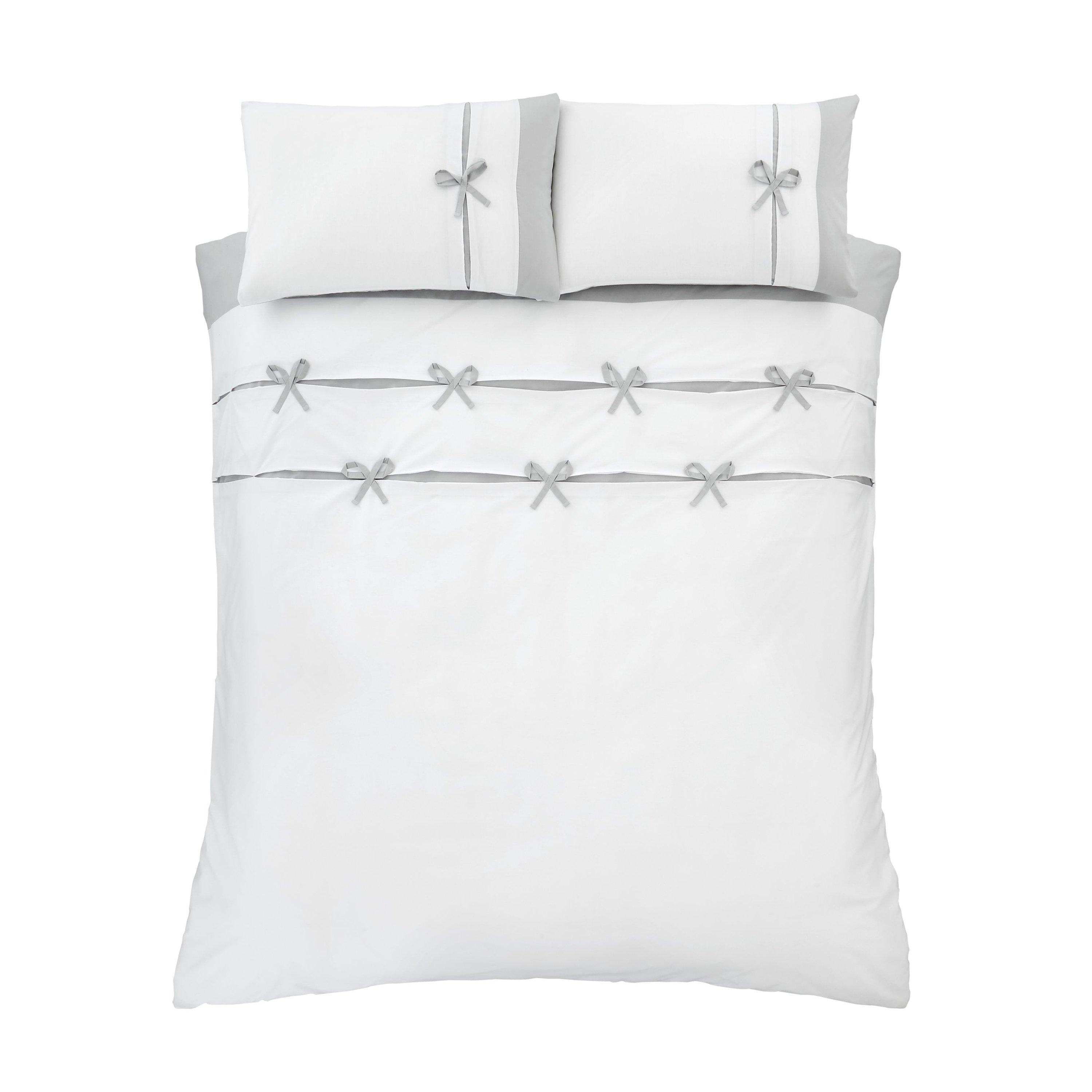 White - Catherine Lansfield - Milo Bow Duvet Cover Set - 5