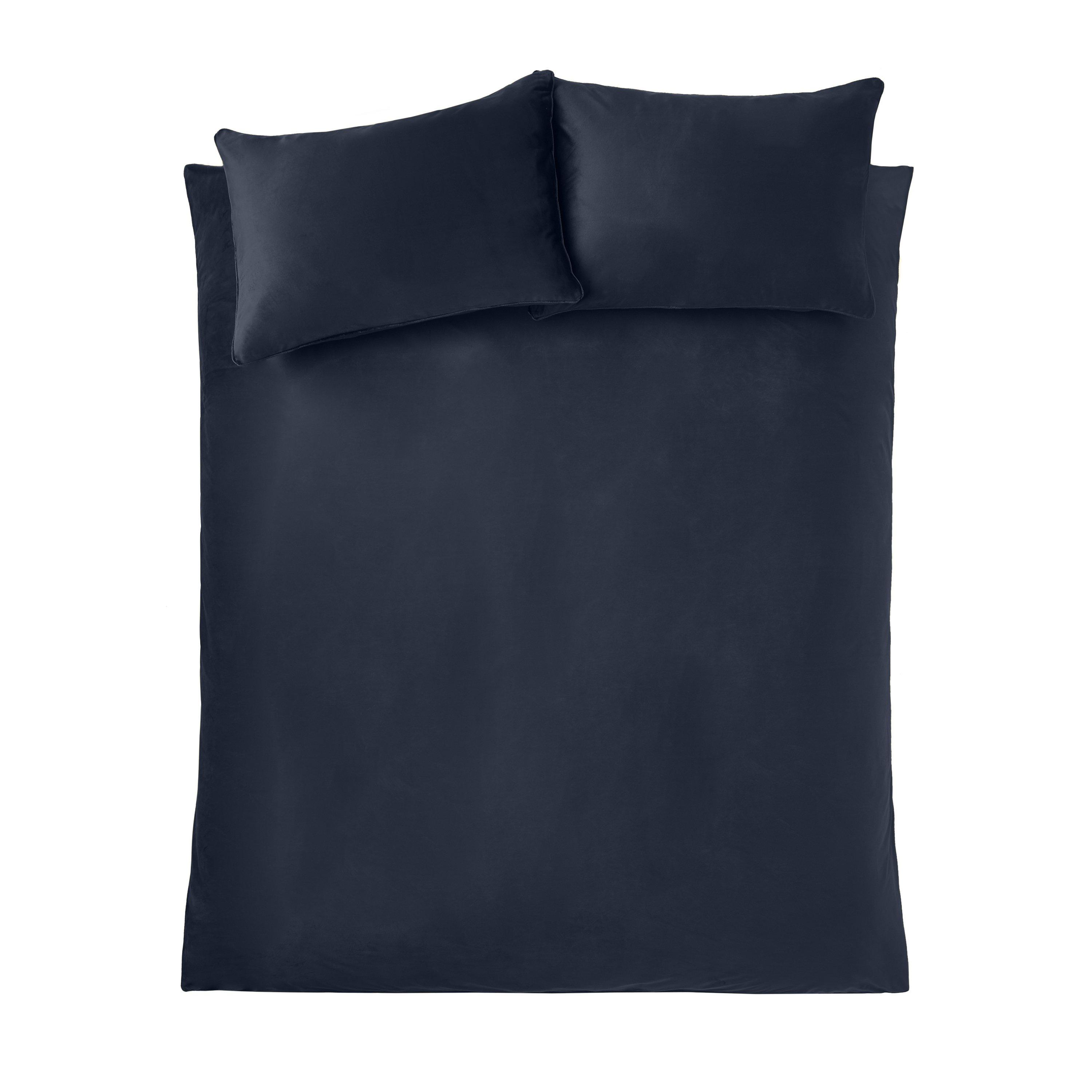 Navy - Catherine Lansfield - Kingsley Soft Matt Velvet Duvet Cover Set - 4