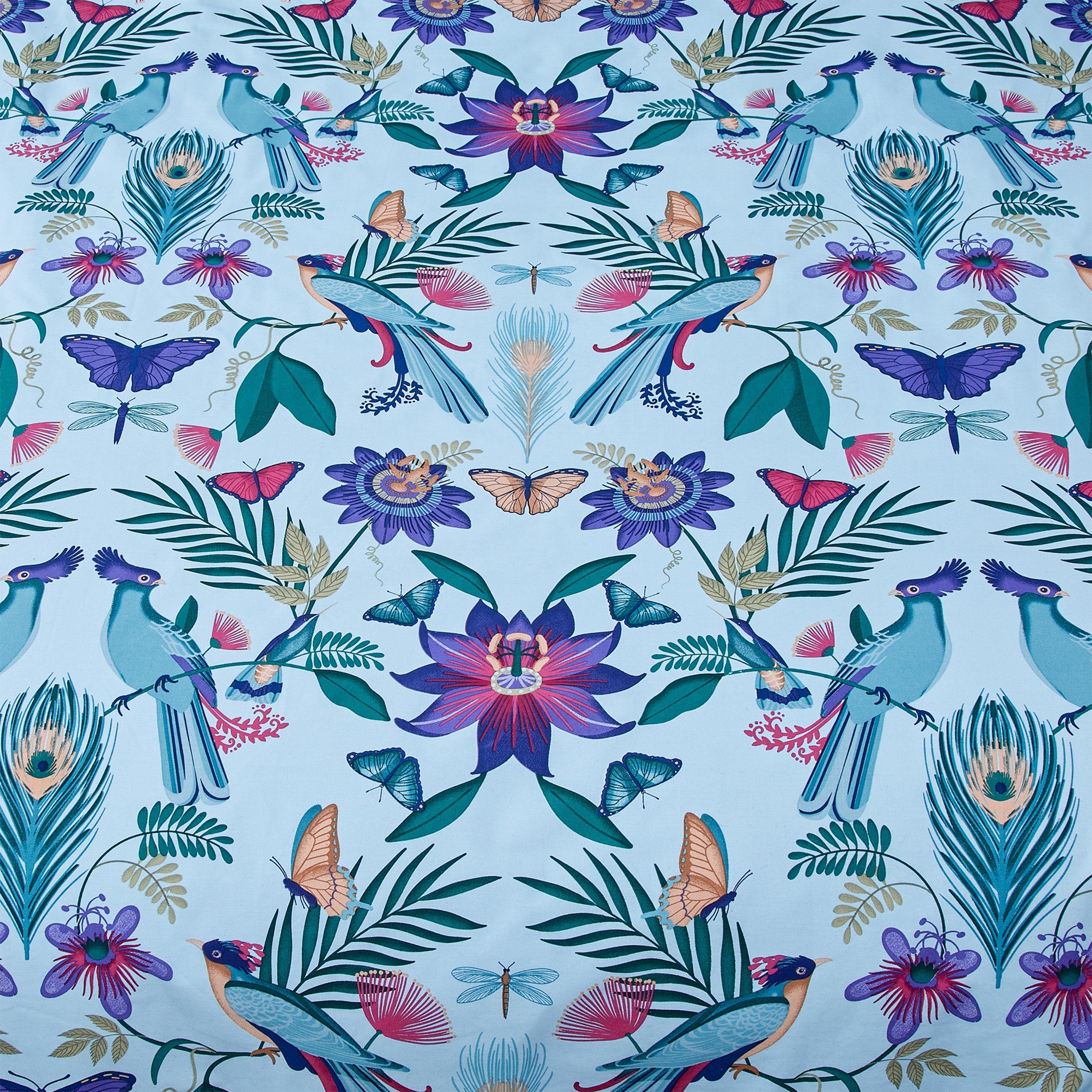 Duck Egg Blue - Catherine Lansfield - Mya Tropical Floral Reversible Duvet Cover Set - 4
