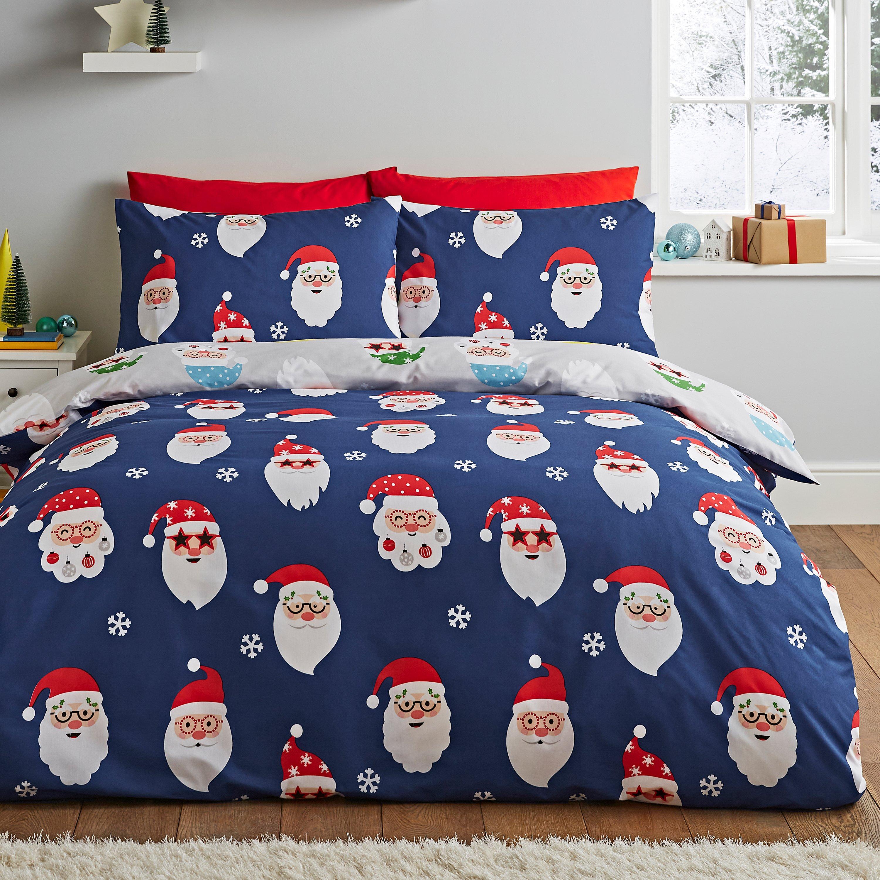 Grey - Catherine Lansfield - Christmas Santa Spec-Tacular Reversible Duvet Set - 2