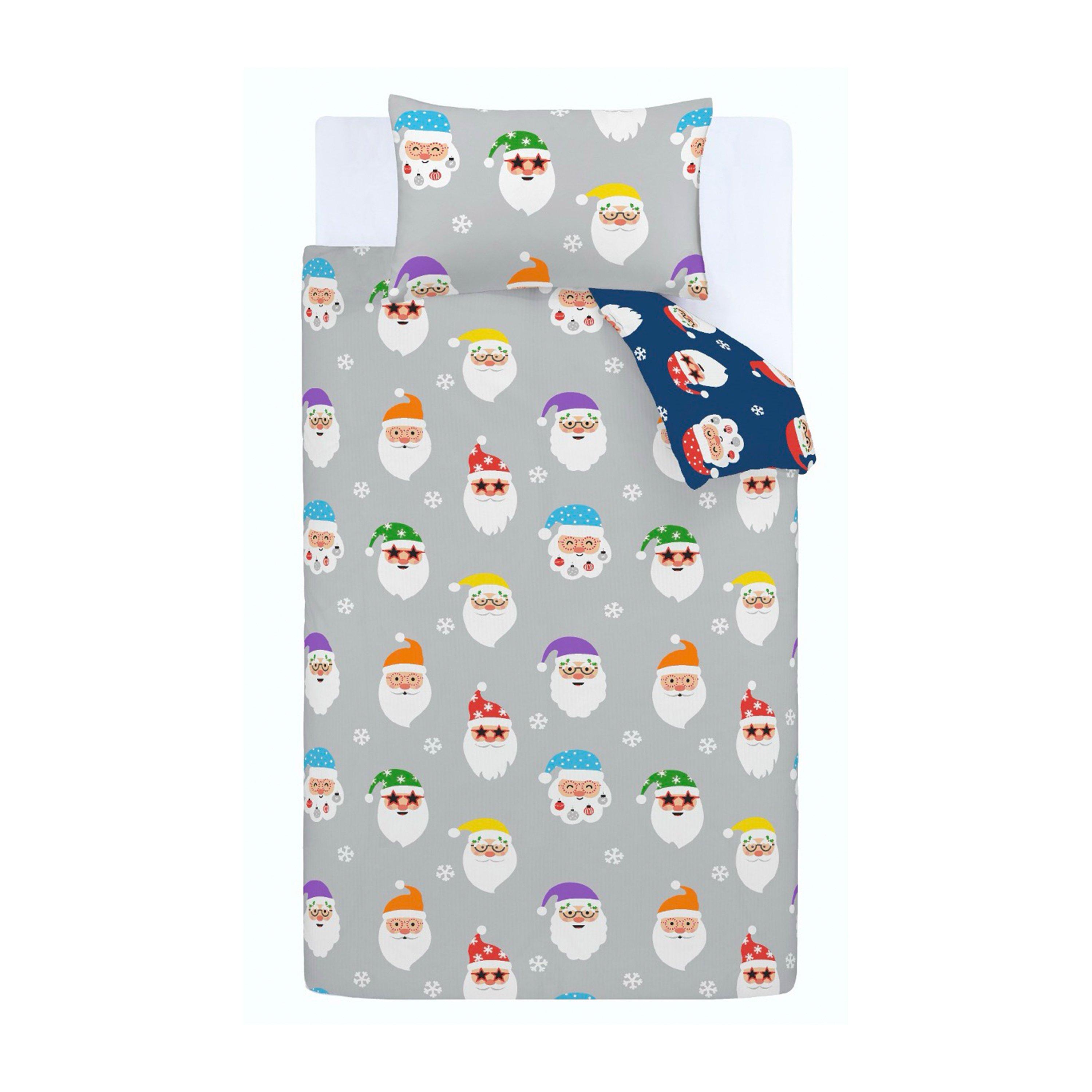 Grey - Catherine Lansfield - Christmas Santa Spec-Tacular Reversible Duvet Set - 5