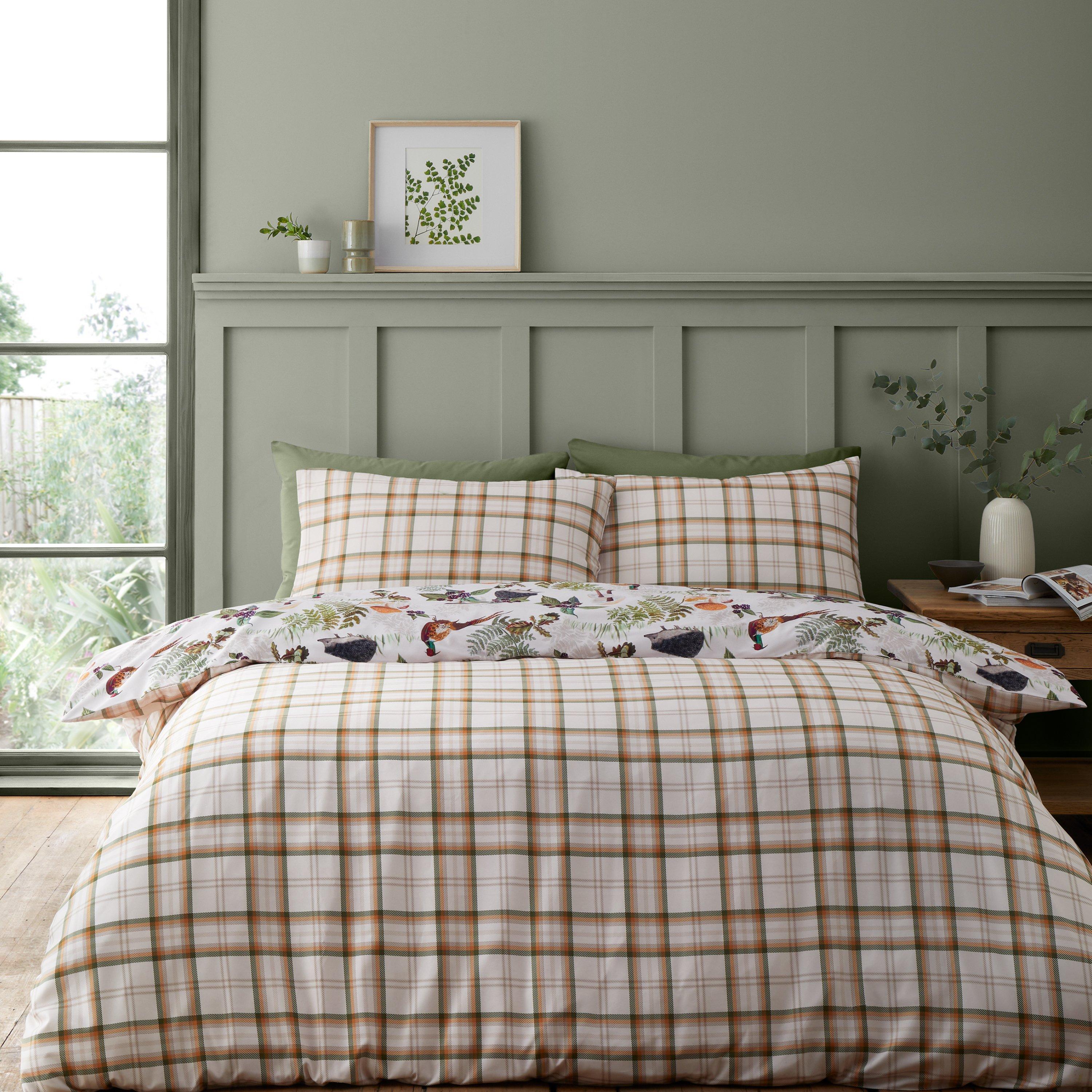 Natural - Catherine Lansfield - Soft Velvet Woodland Walk Reversible Duvet Set - 2