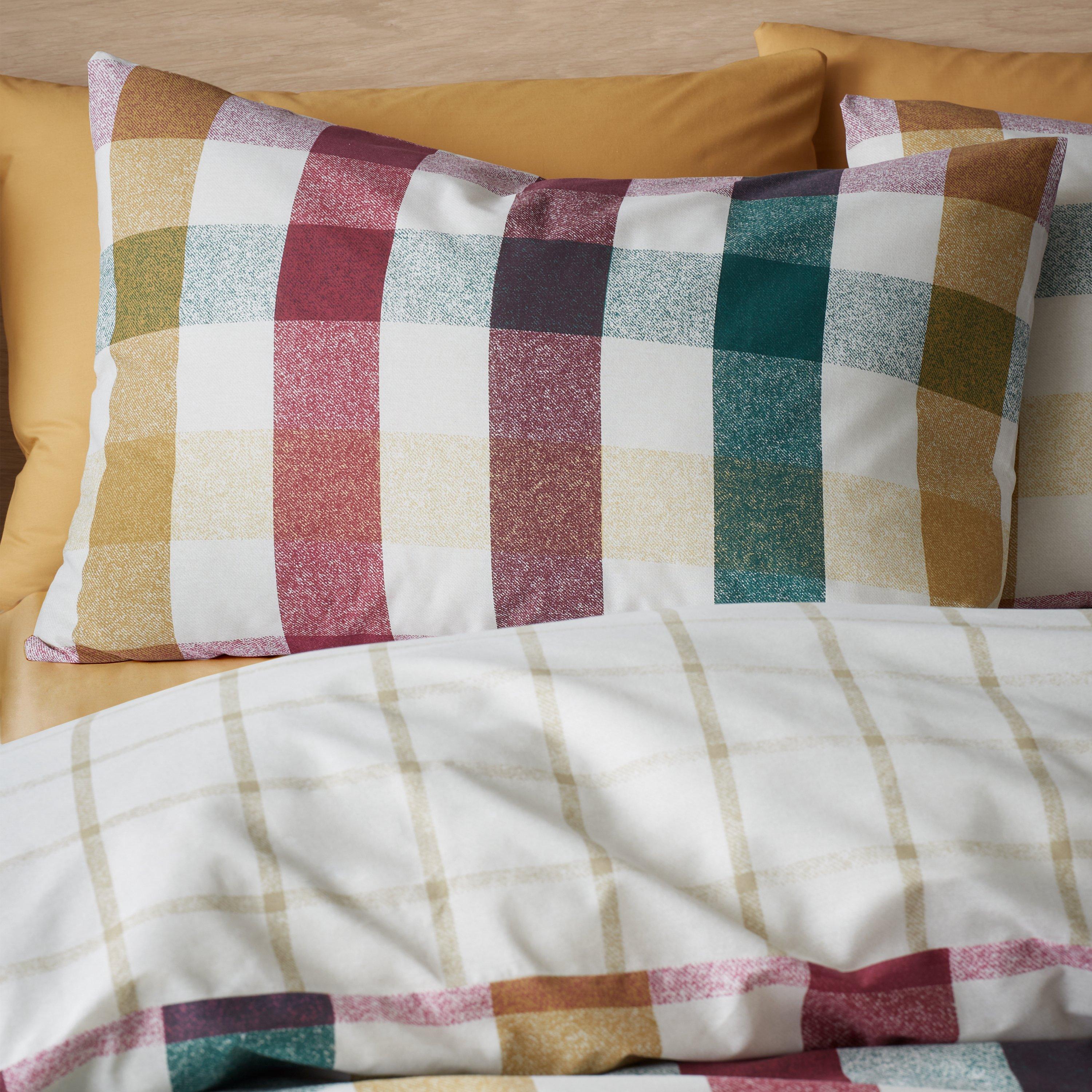 Plum - Catherine Lansfield - Autumn Check Reversible Duvet Cover Set - 3