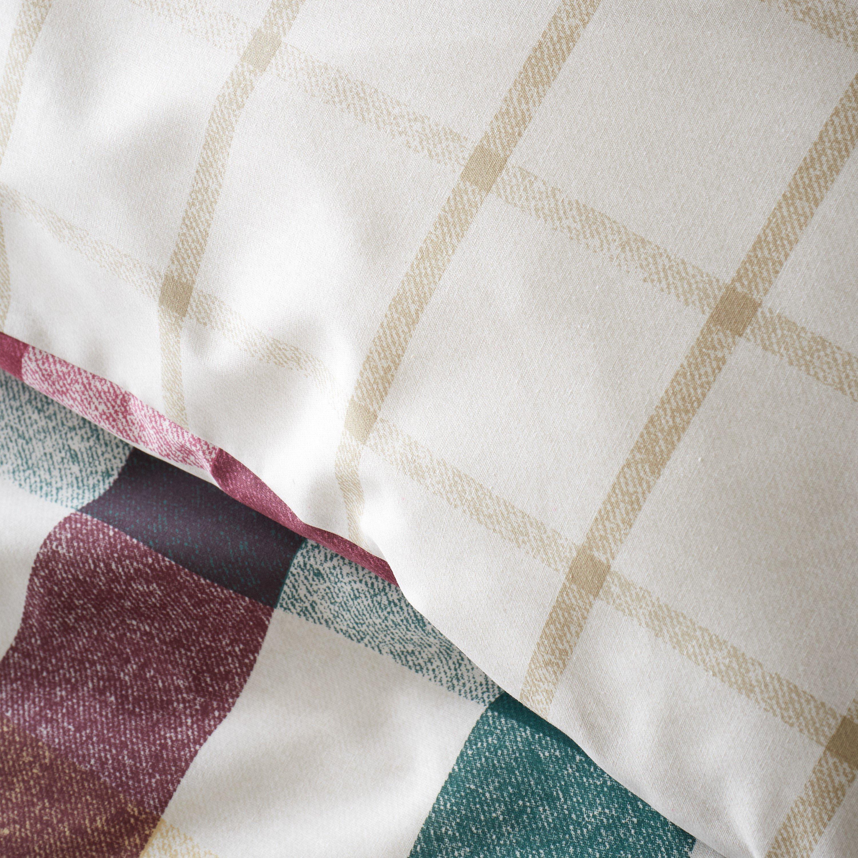 Plum - Catherine Lansfield - Autumn Check Reversible Duvet Cover Set - 4