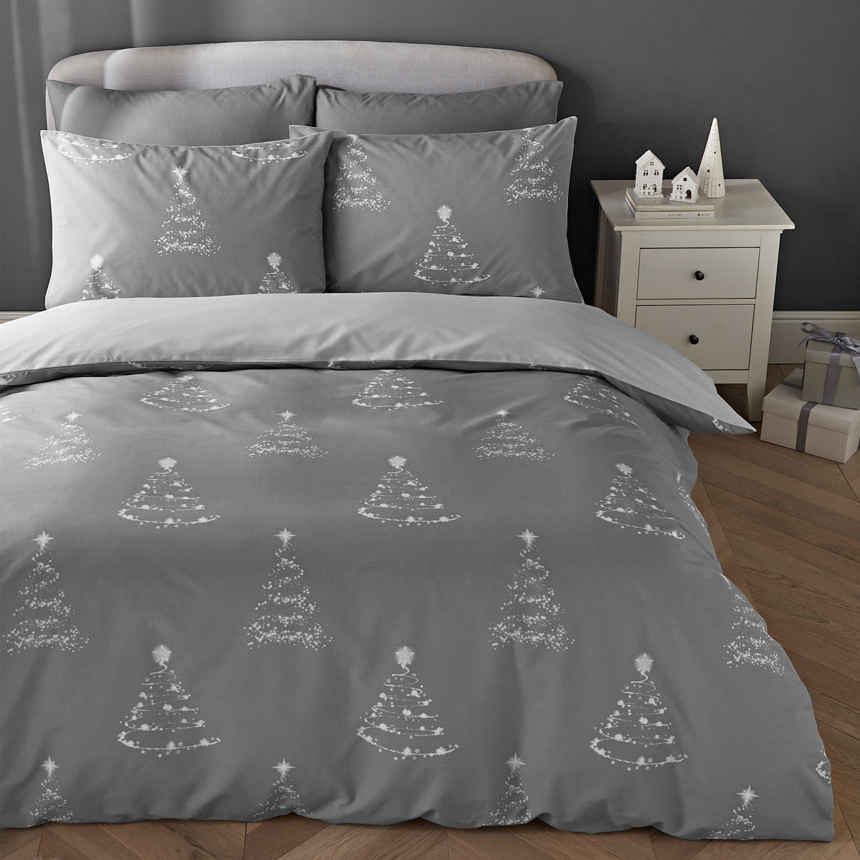 Grey - Catherine Lansfield - A Lot Like Christmas Reversible Duvet Cover Set - 2