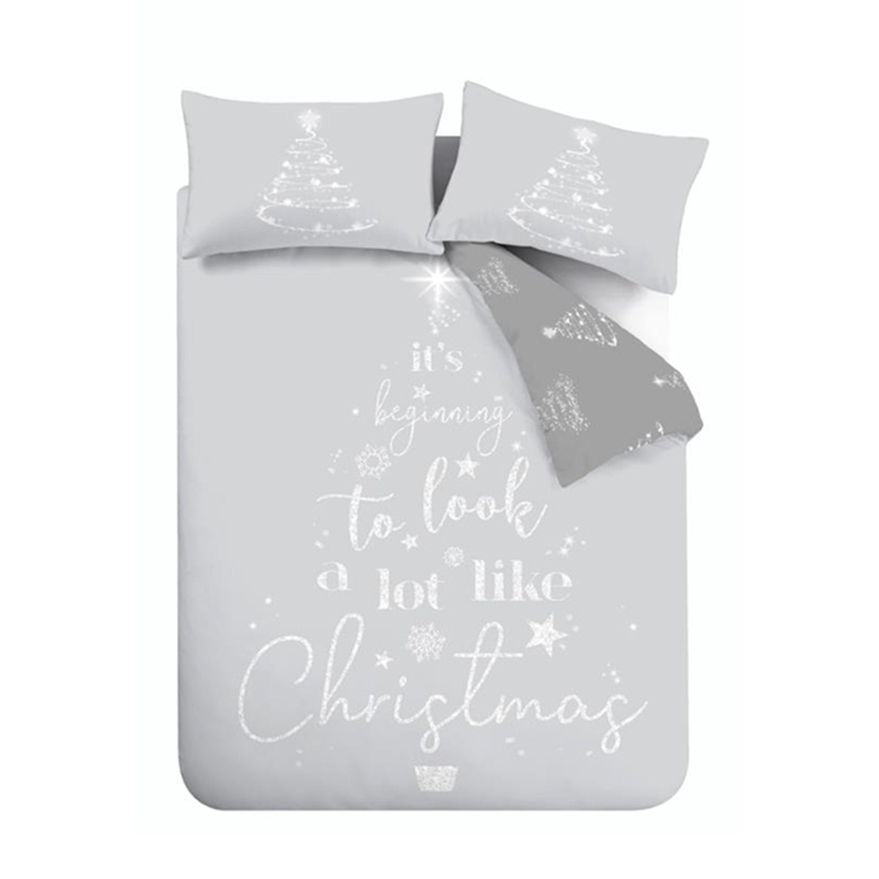 Grey - Catherine Lansfield - A Lot Like Christmas Reversible Duvet Cover Set - 5