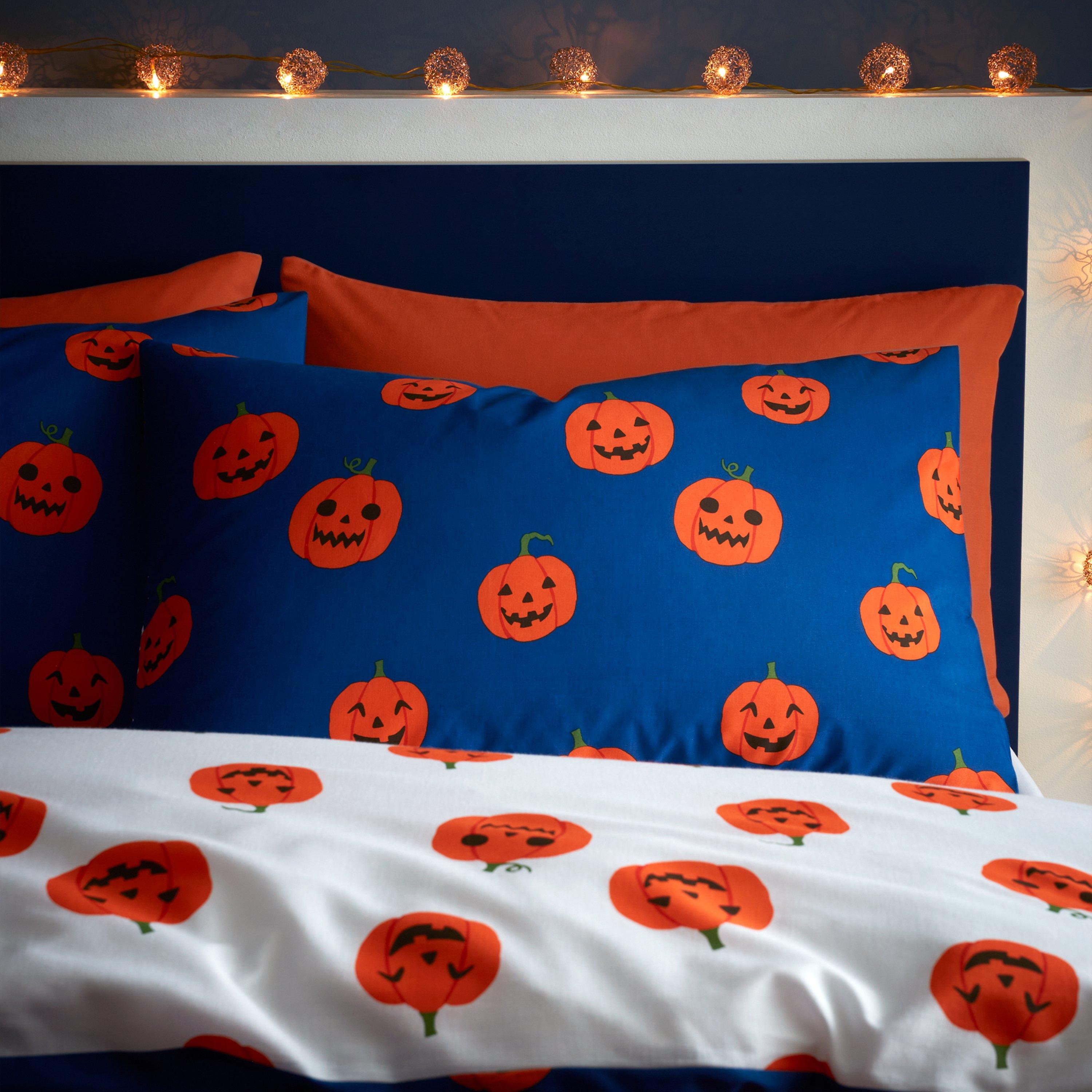 Navy - Catherine Lansfield - Halloween Pumpkins Reversible Duvet Cover Set - 3