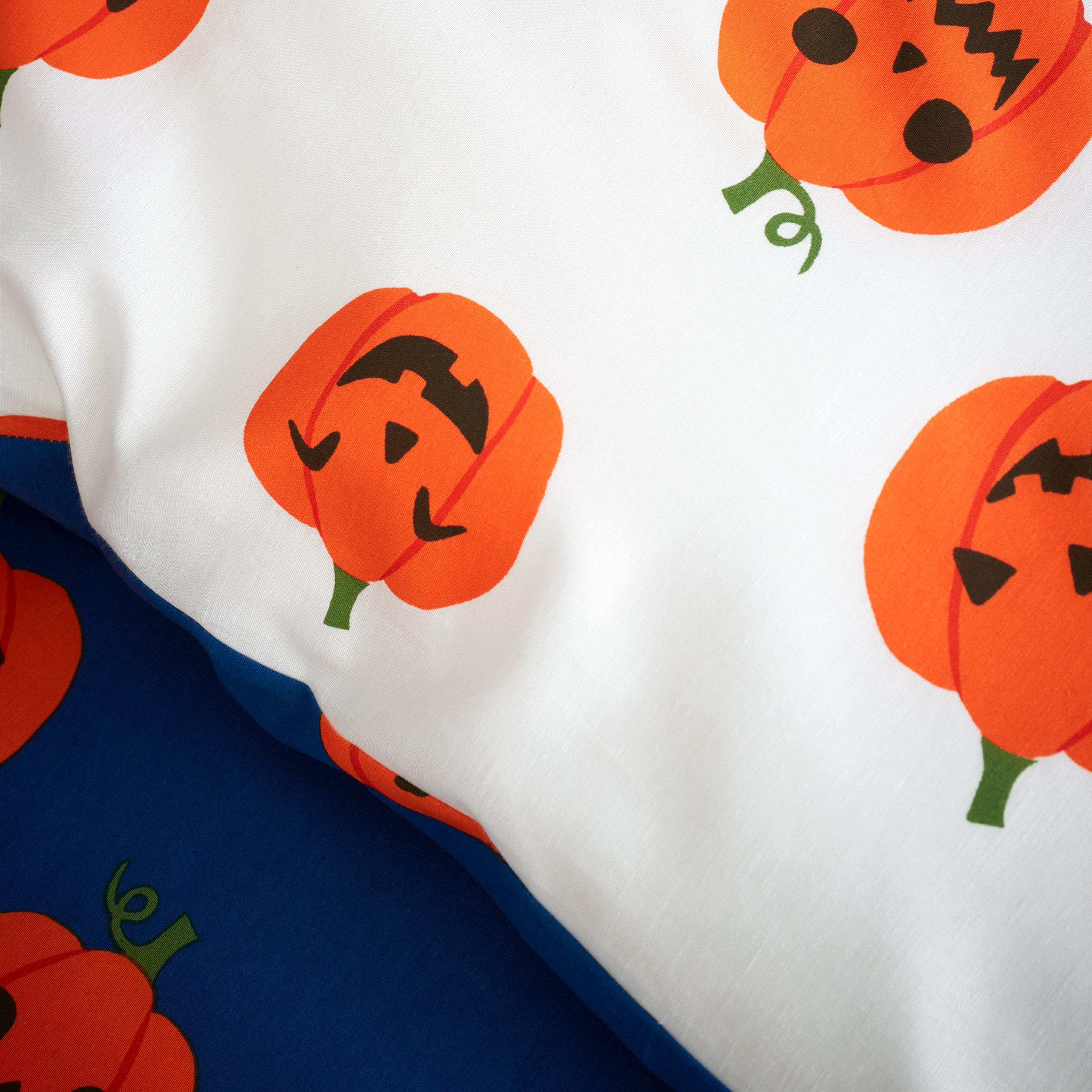 Navy - Catherine Lansfield - Halloween Pumpkins Reversible Duvet Cover Set - 4