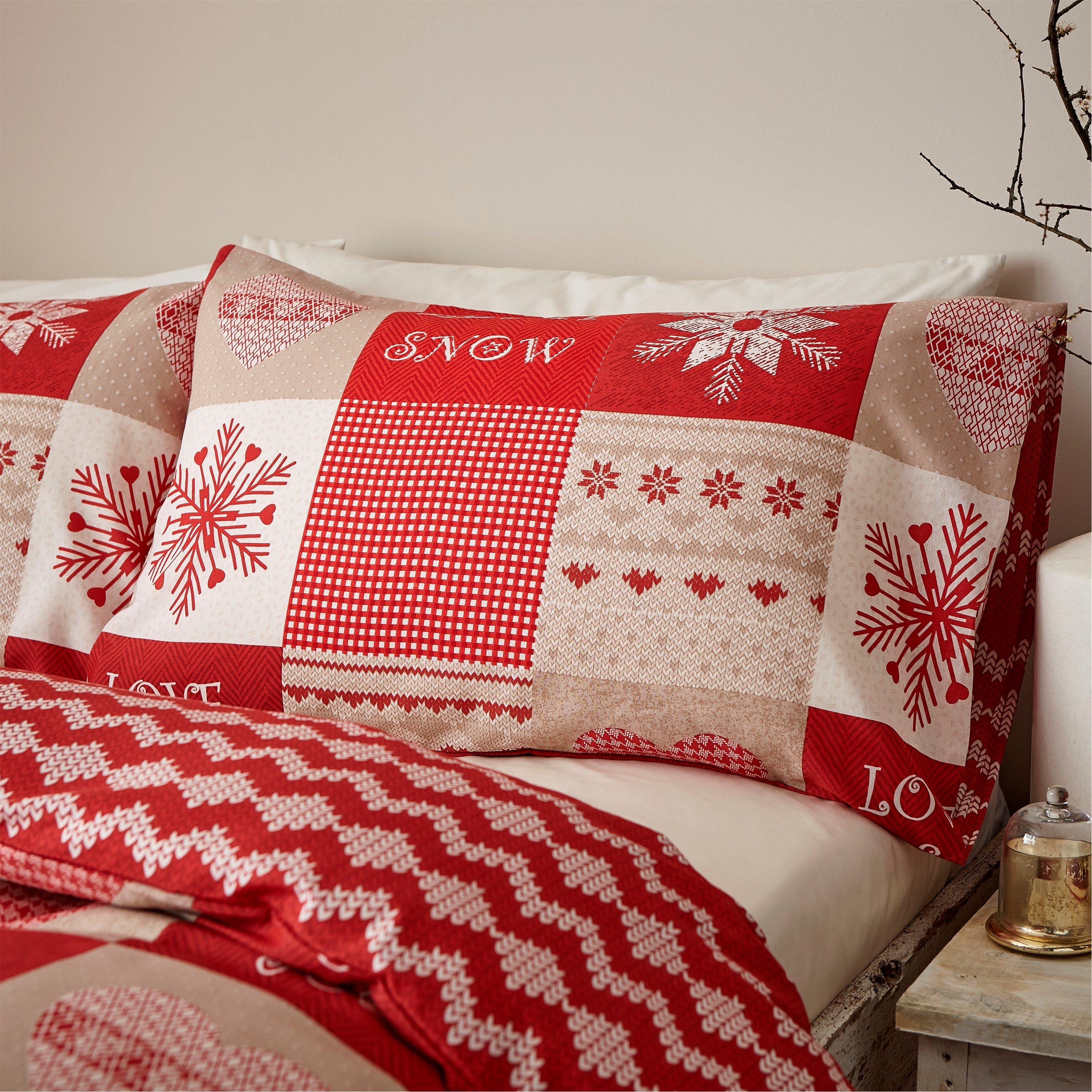 Red - Catherine Lansfield - Christmas Let It Snow Reversible Duvet Cover Set - 2