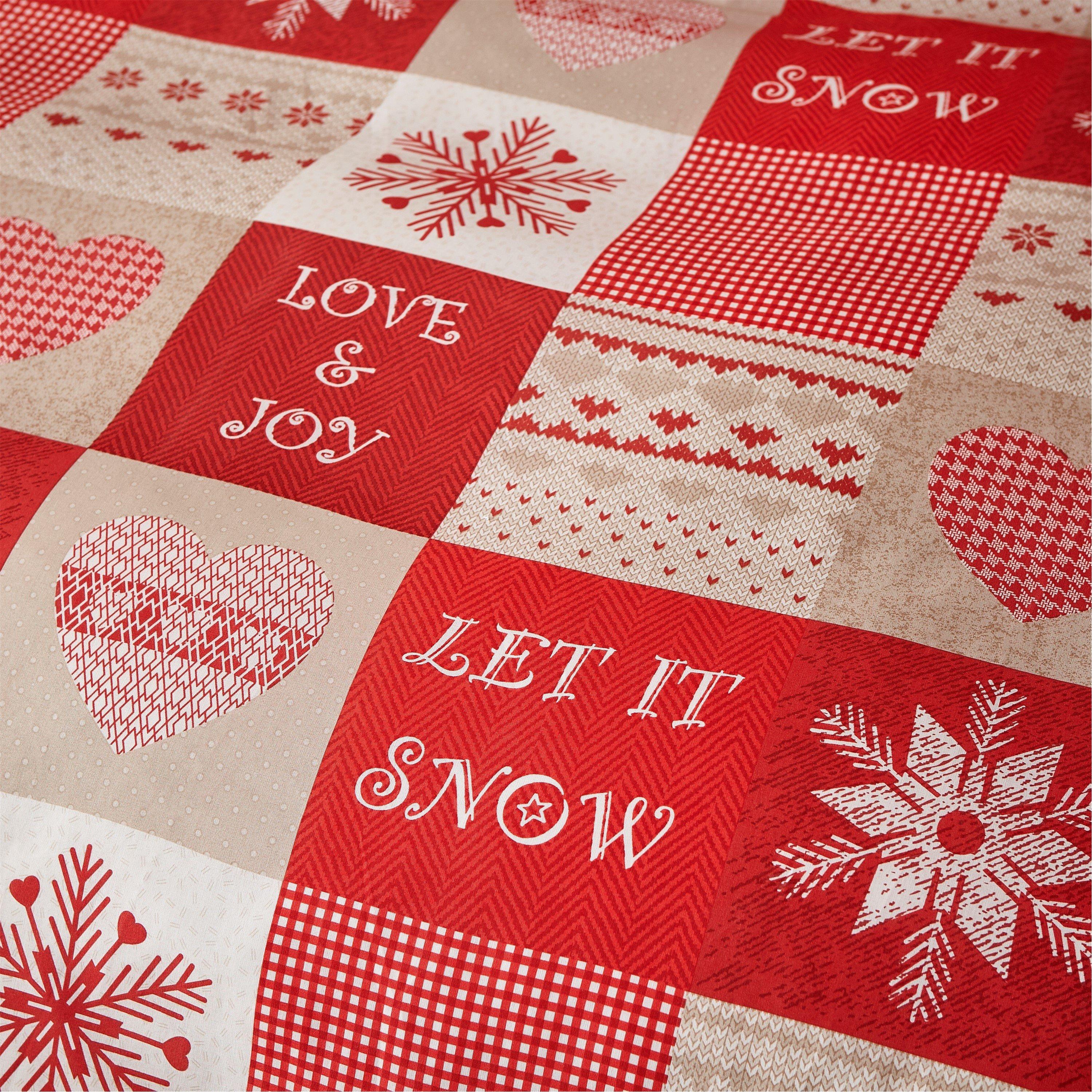 Red - Catherine Lansfield - Christmas Let It Snow Reversible Duvet Cover Set - 3