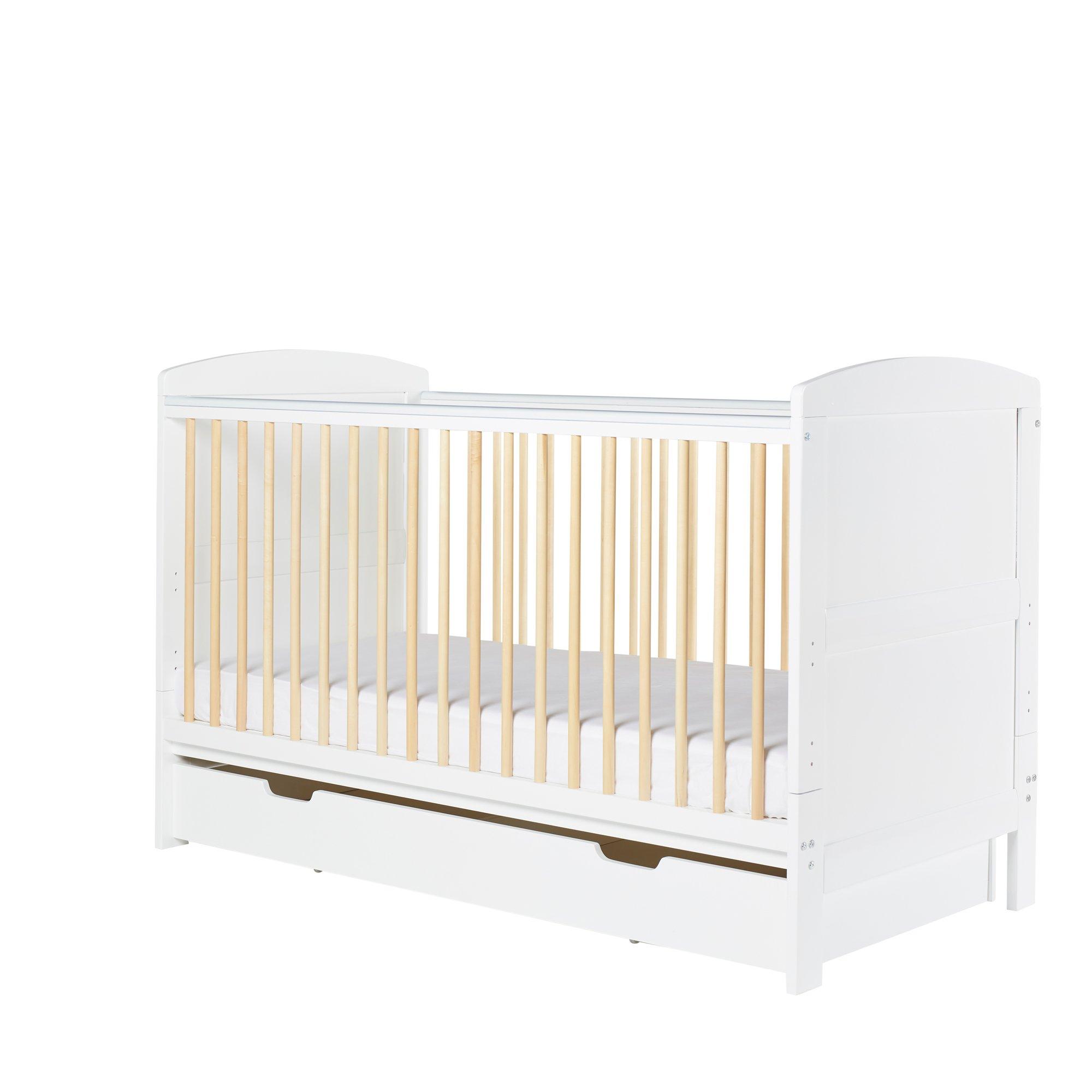 White - Ickle Bubba - Coleby Scandi Cot Bed with Under Drawer - 1