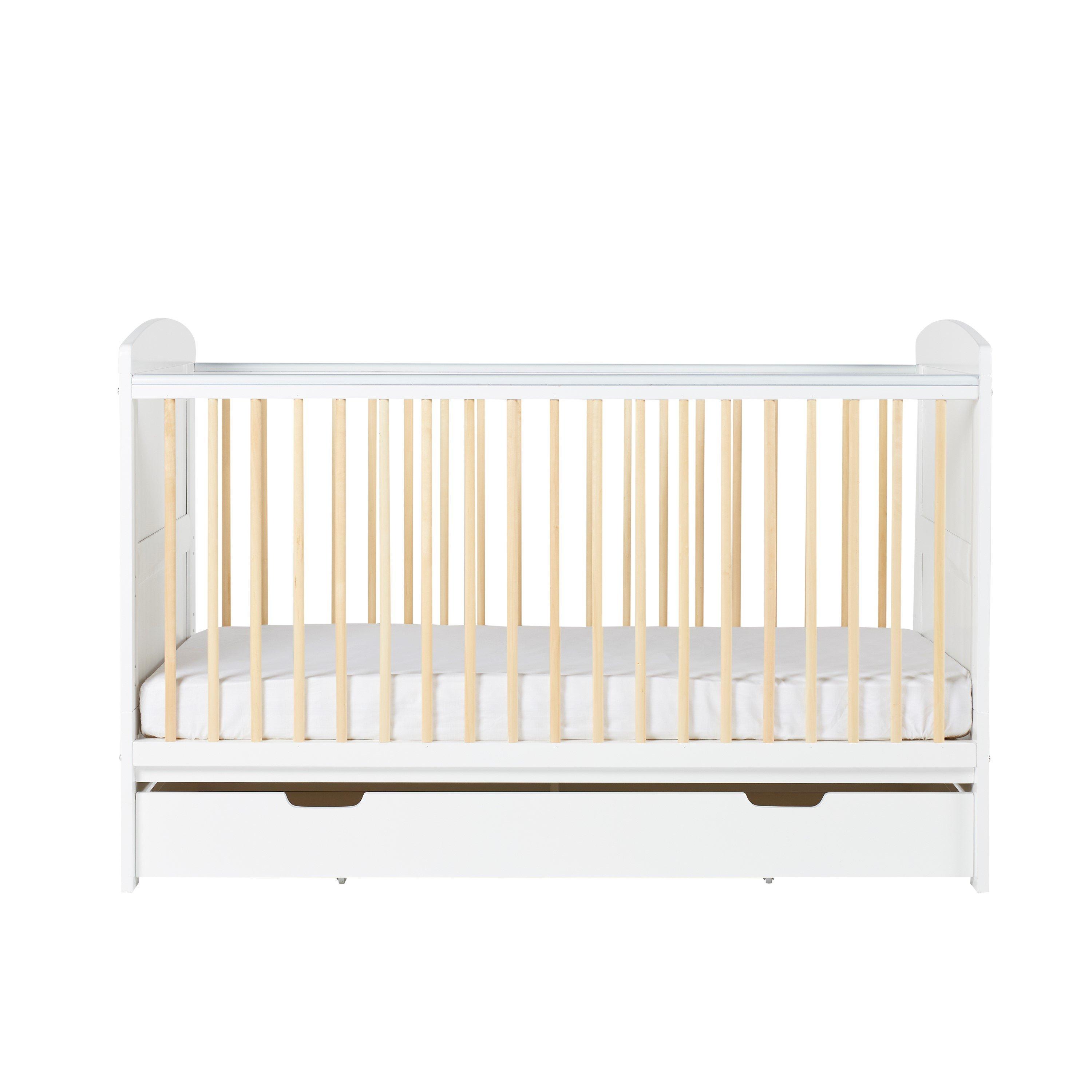 White - Ickle Bubba - Coleby Scandi Cot Bed with Under Drawer - 3