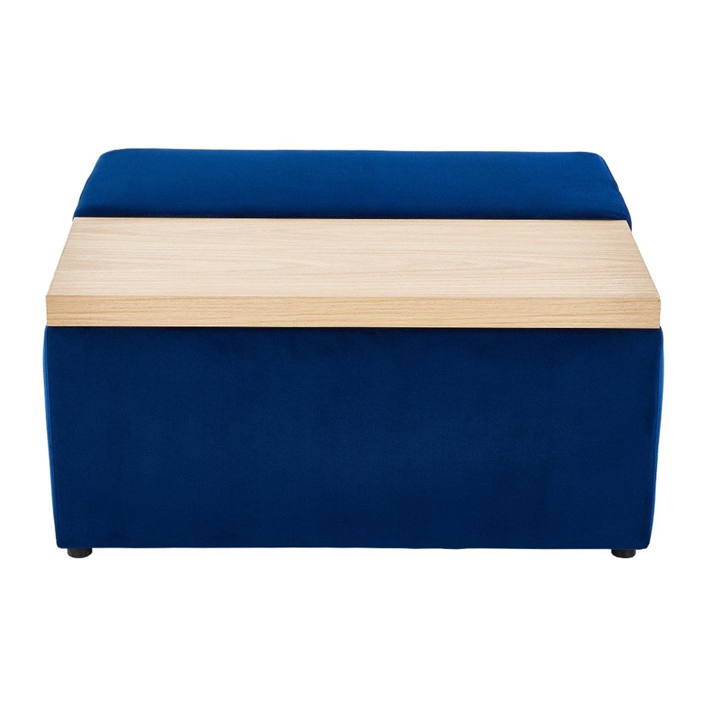 Blue - Kabinet UK - Velvet Upholstered Storage Ottoman Stool - 3