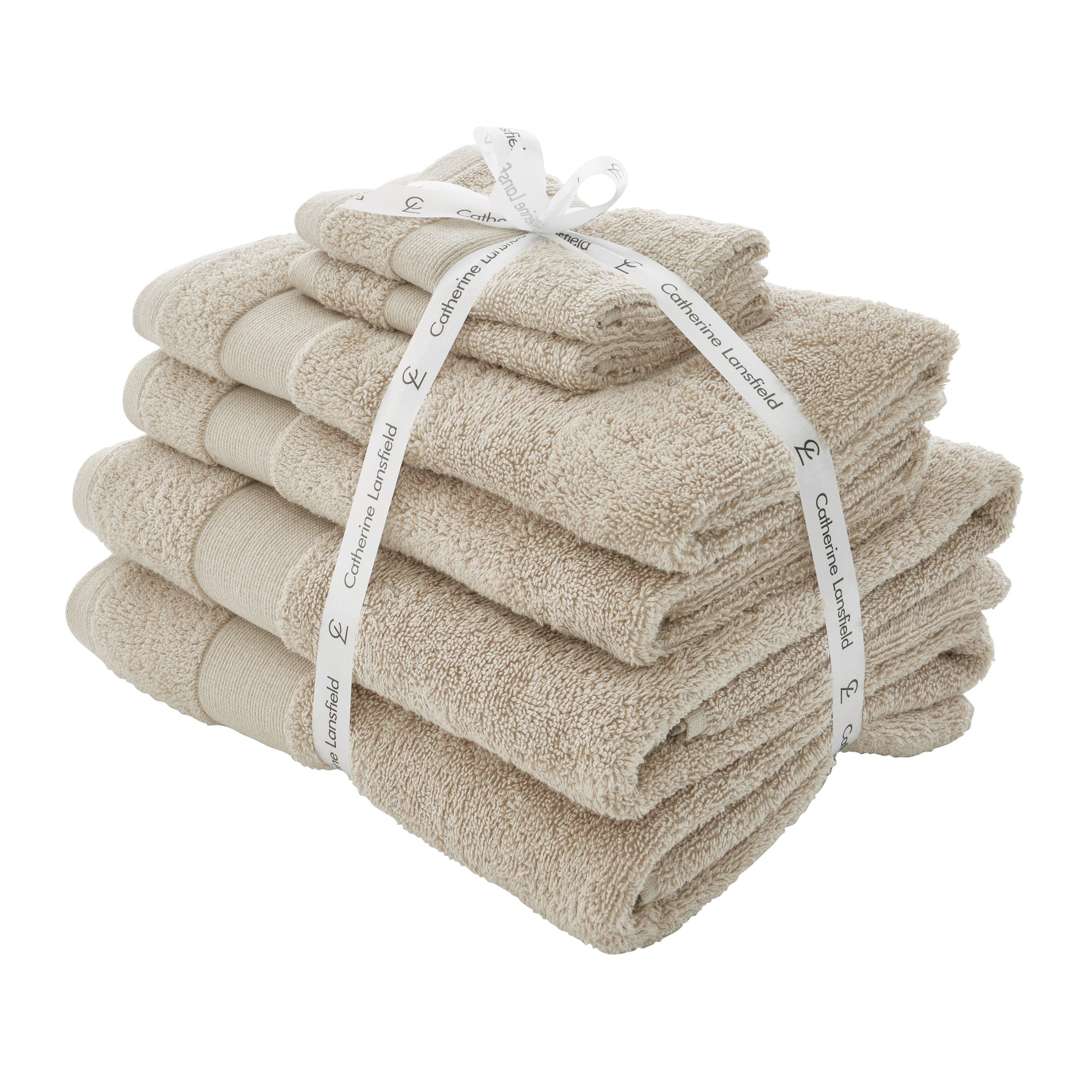 Natural - Catherine Lansfield - Anti-Bacterial Cotton 6 Piece Towel Bale Set - 1