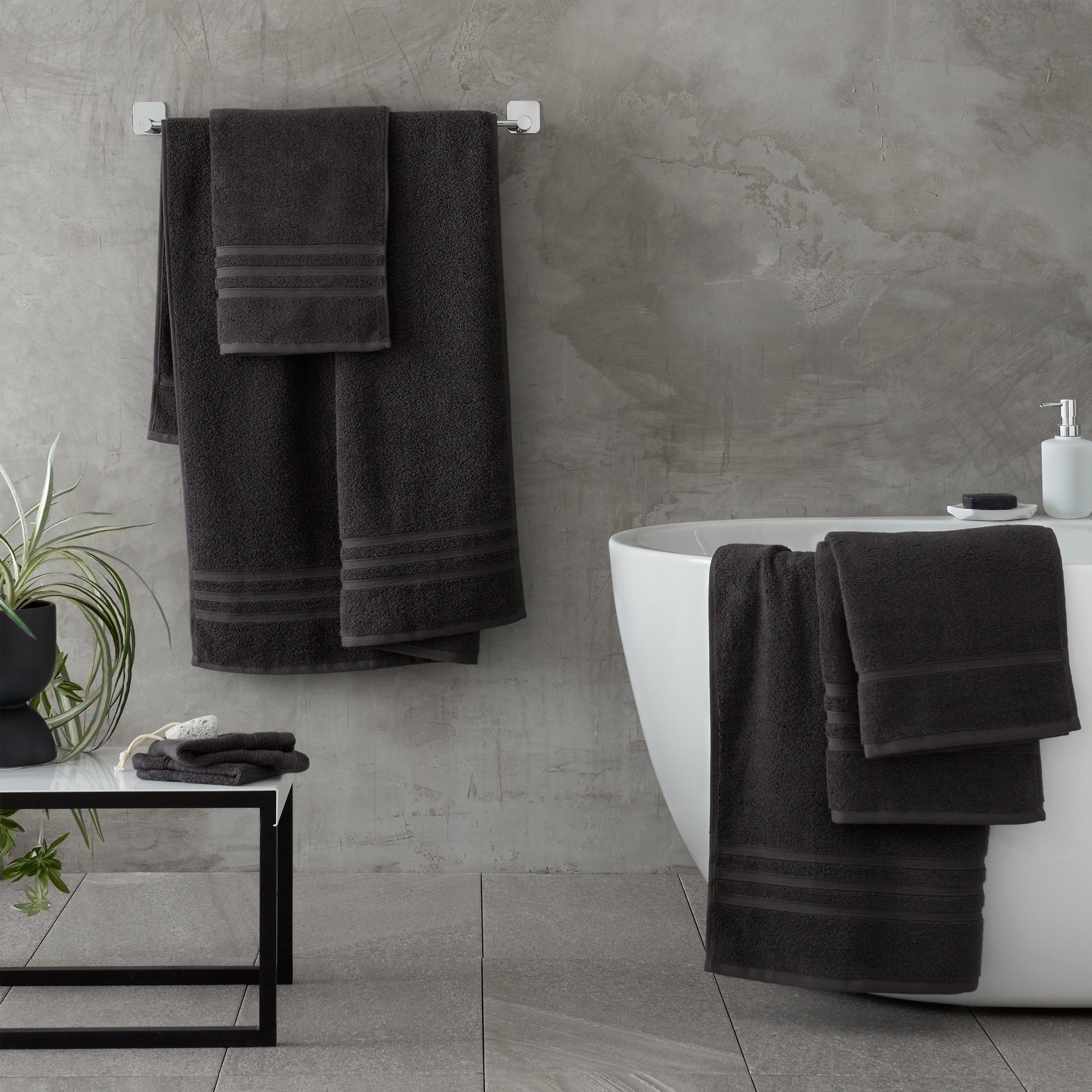 Charcoal Grey - Catherine Lansfield - Zero Twist Cotton 6 Piece Towel Bale Set - 4