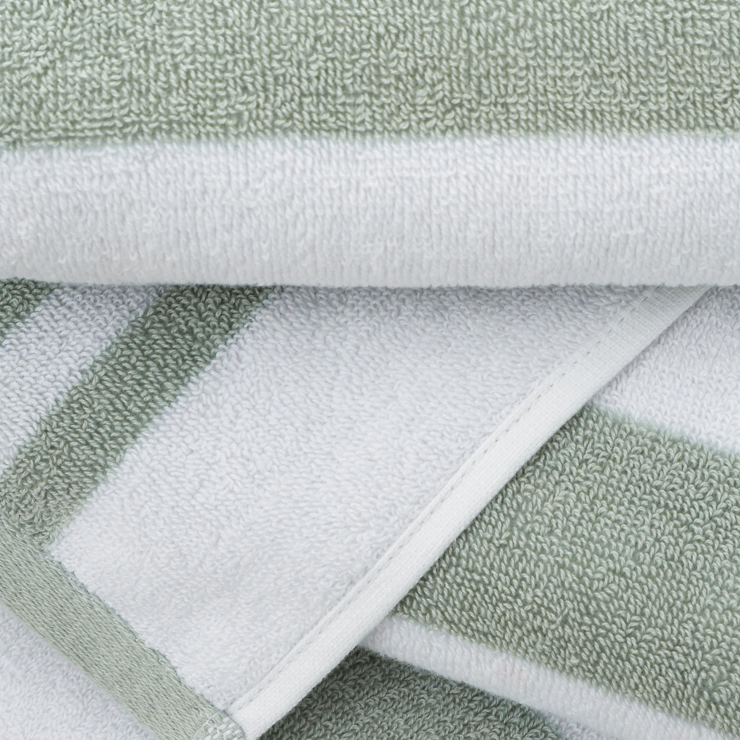 Sage Green - Bianca - Reversible Stripe Cotton Jacquard Hand Towel - 3
