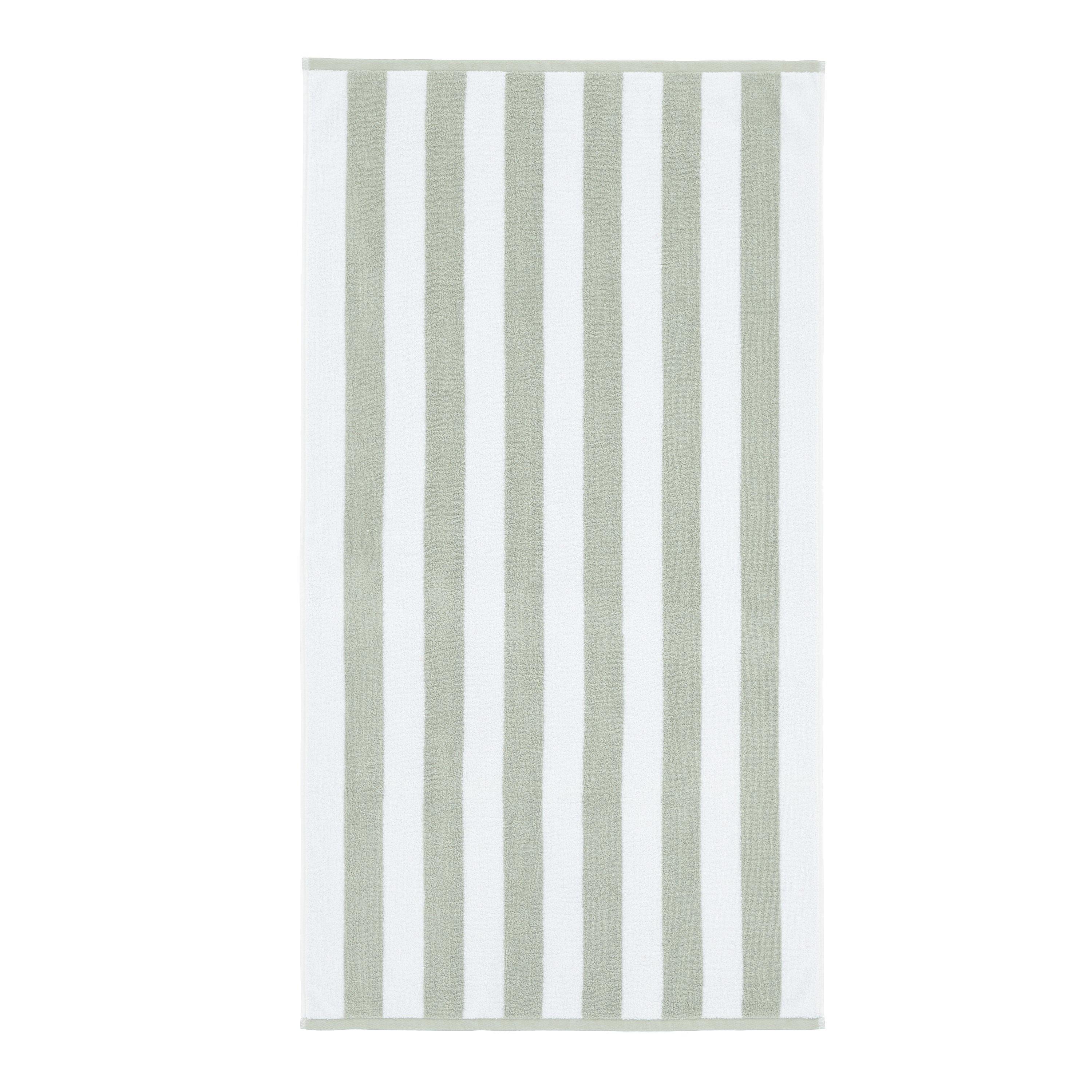 Sage Green - Bianca - Reversible Stripe Cotton Jacquard Hand Towel - 5