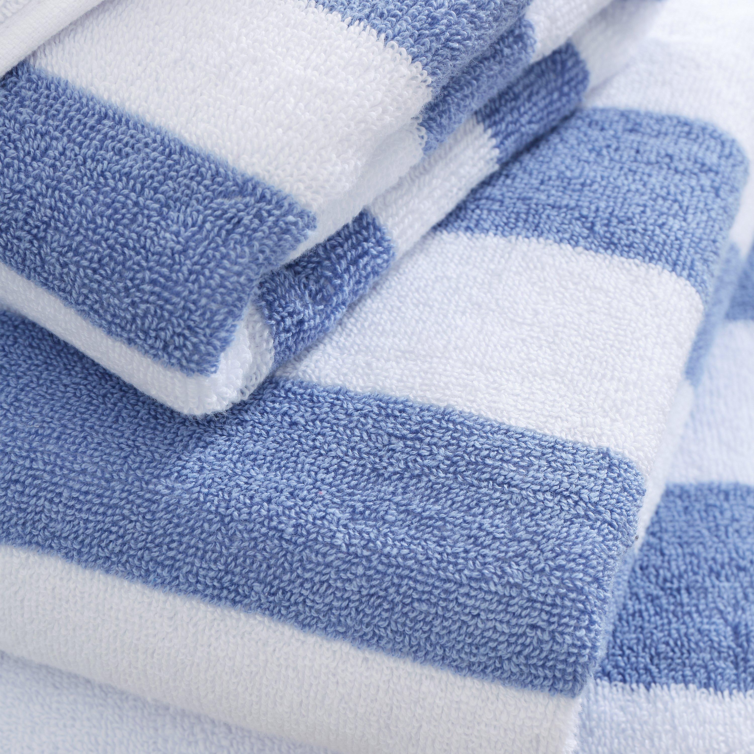 Blue - Bianca - Reversible Stripe Cotton Jacquard Bath Towel - 3