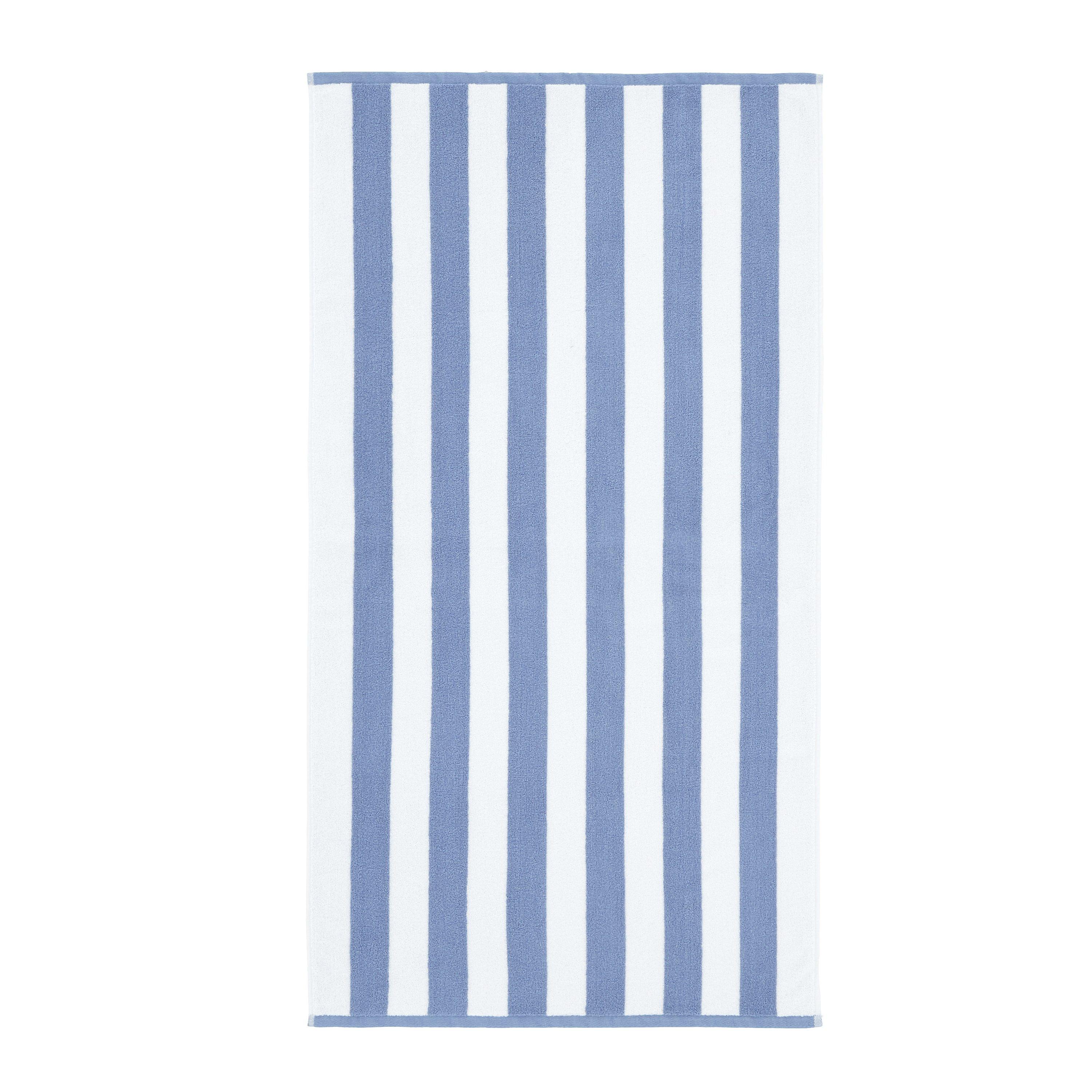 Blue - Bianca - Reversible Stripe Cotton Jacquard Bath Towel - 5