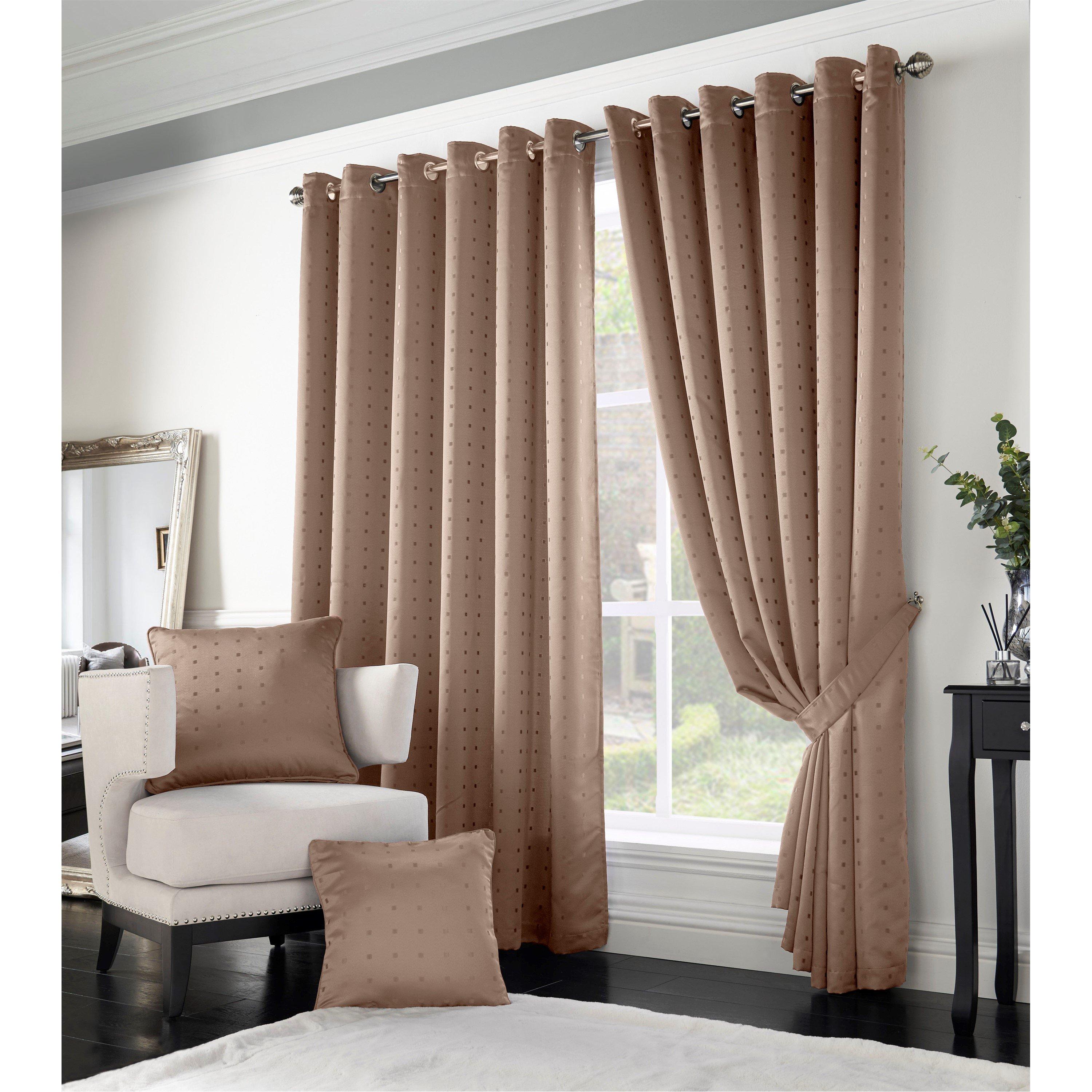 Latte - Alan Symonds - Madison Ring Top Eyelet Lined Curtains - 1