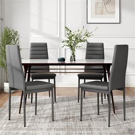 Cottonfy UK 4 Pcs Faux Leather Armless High Back Dining Chairs