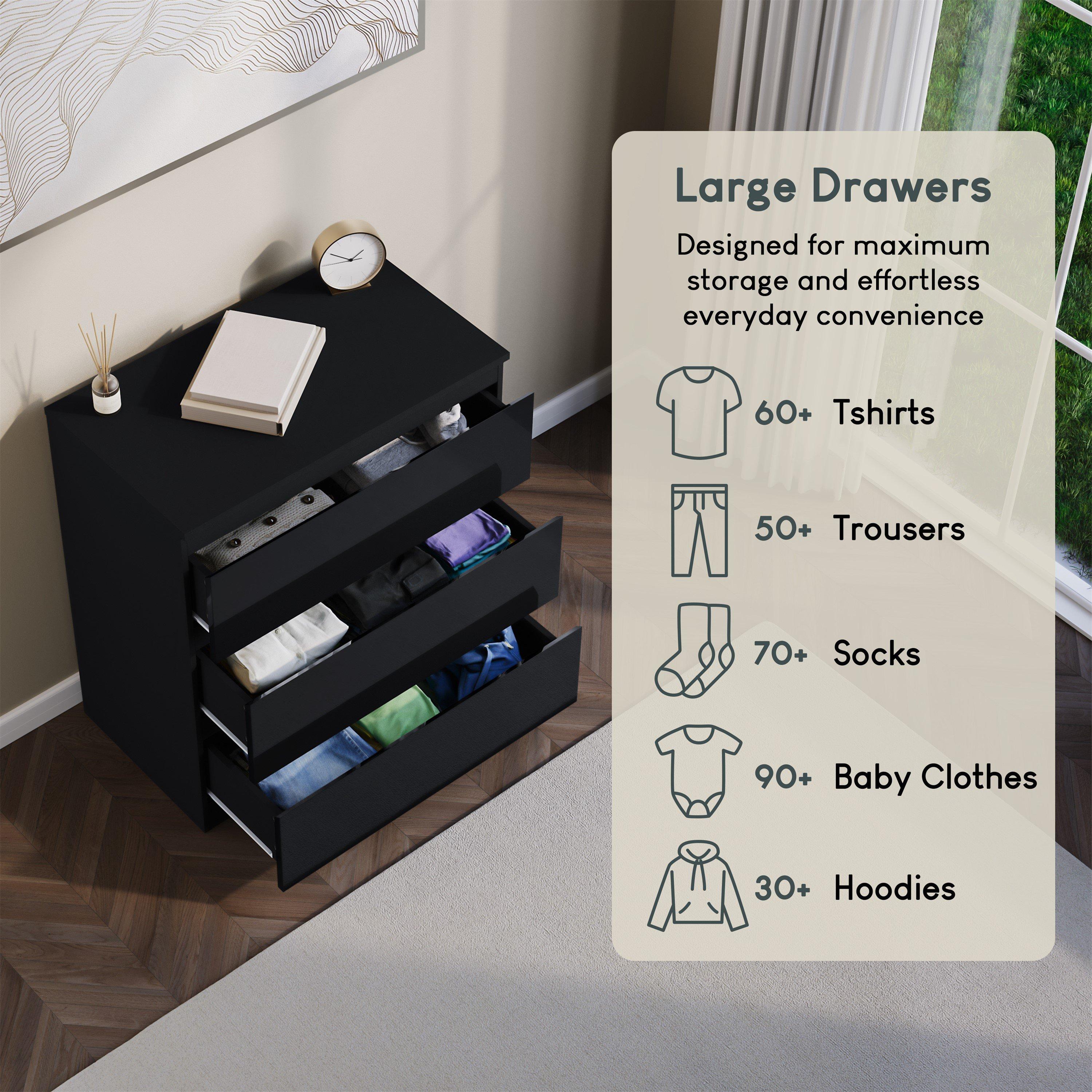 Black - Lassic - Glinton 3 Drawer Chest High Gloss - 5