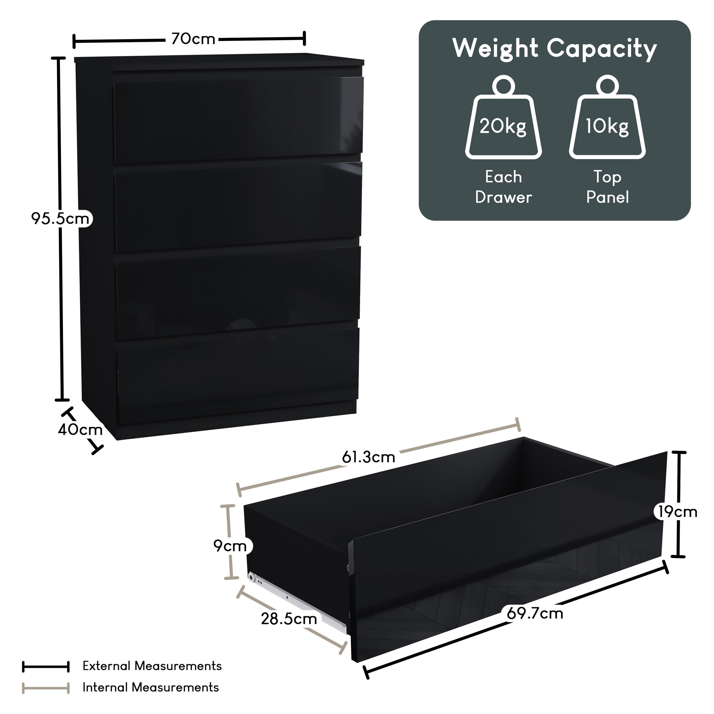 Black - Lassic - Glinton High Gloss 4 Drawer Chest - 2