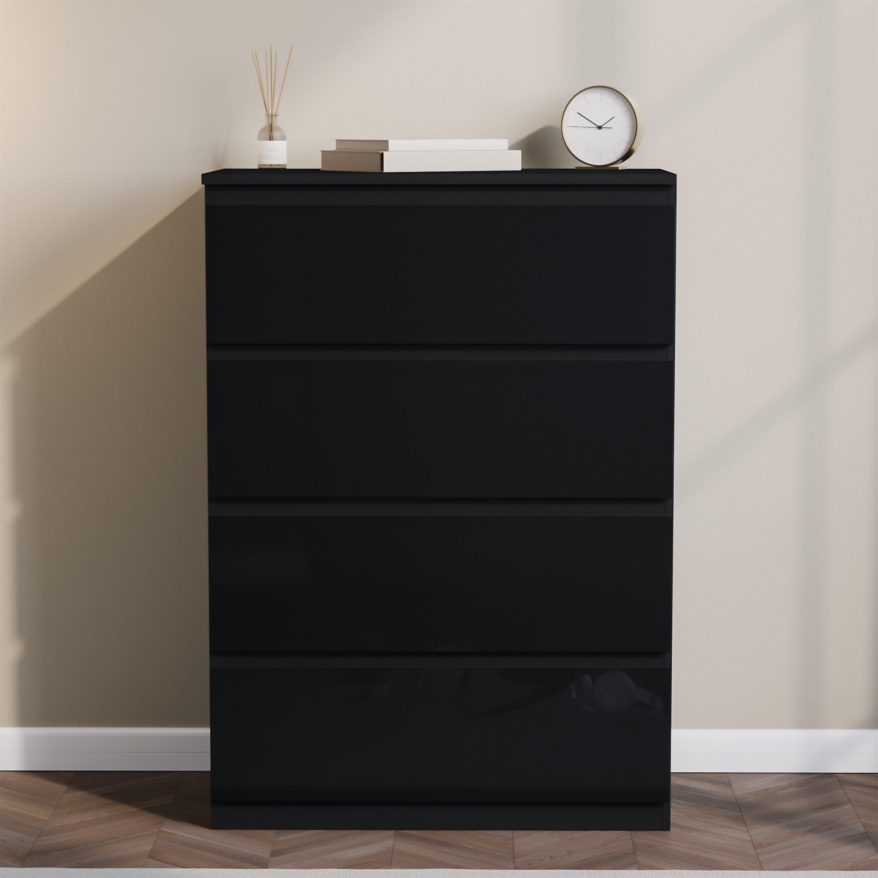 Black - Lassic - Glinton High Gloss 4 Drawer Chest - 3