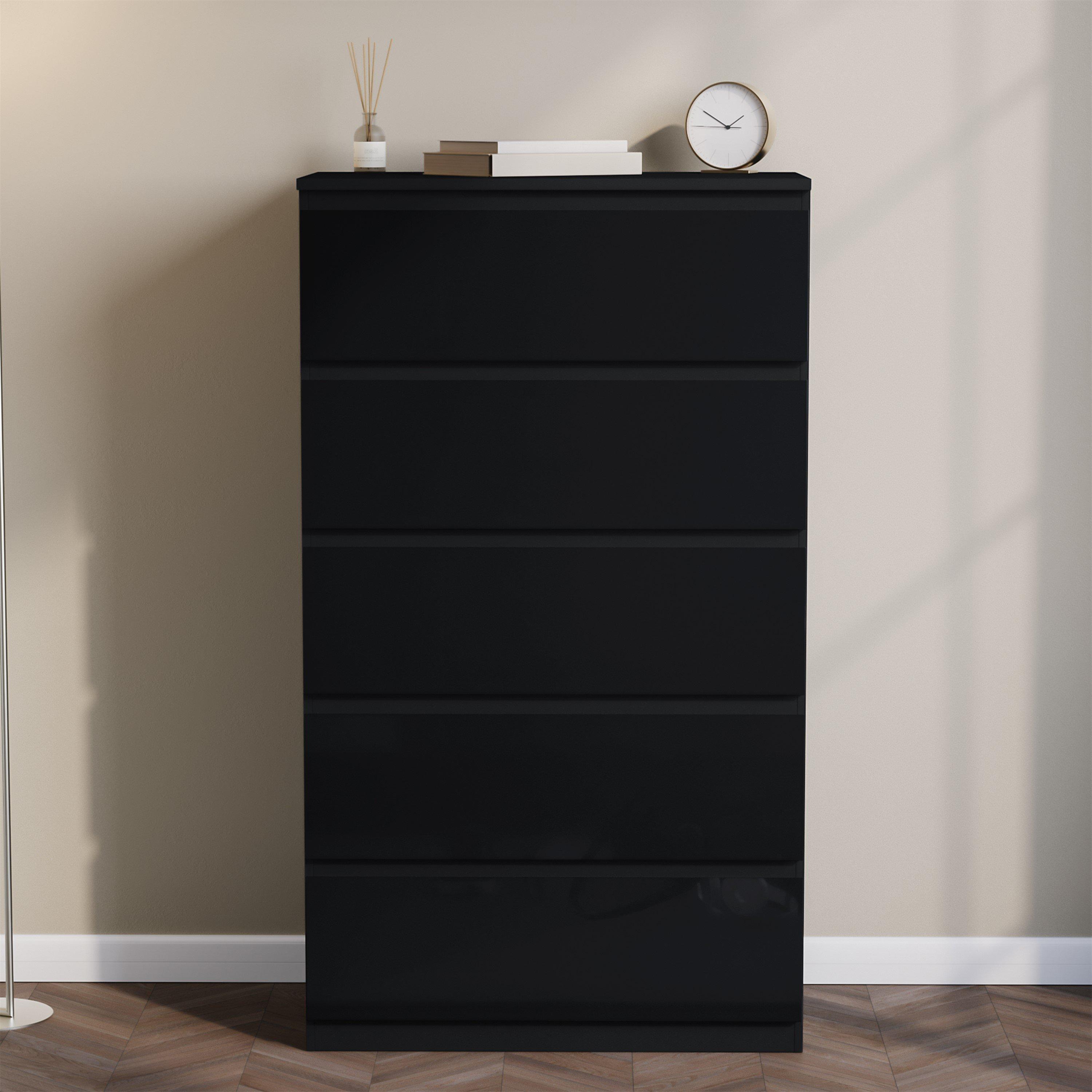 Black - Lassic - Glinton High Gloss 5 Drawer Chest - 3