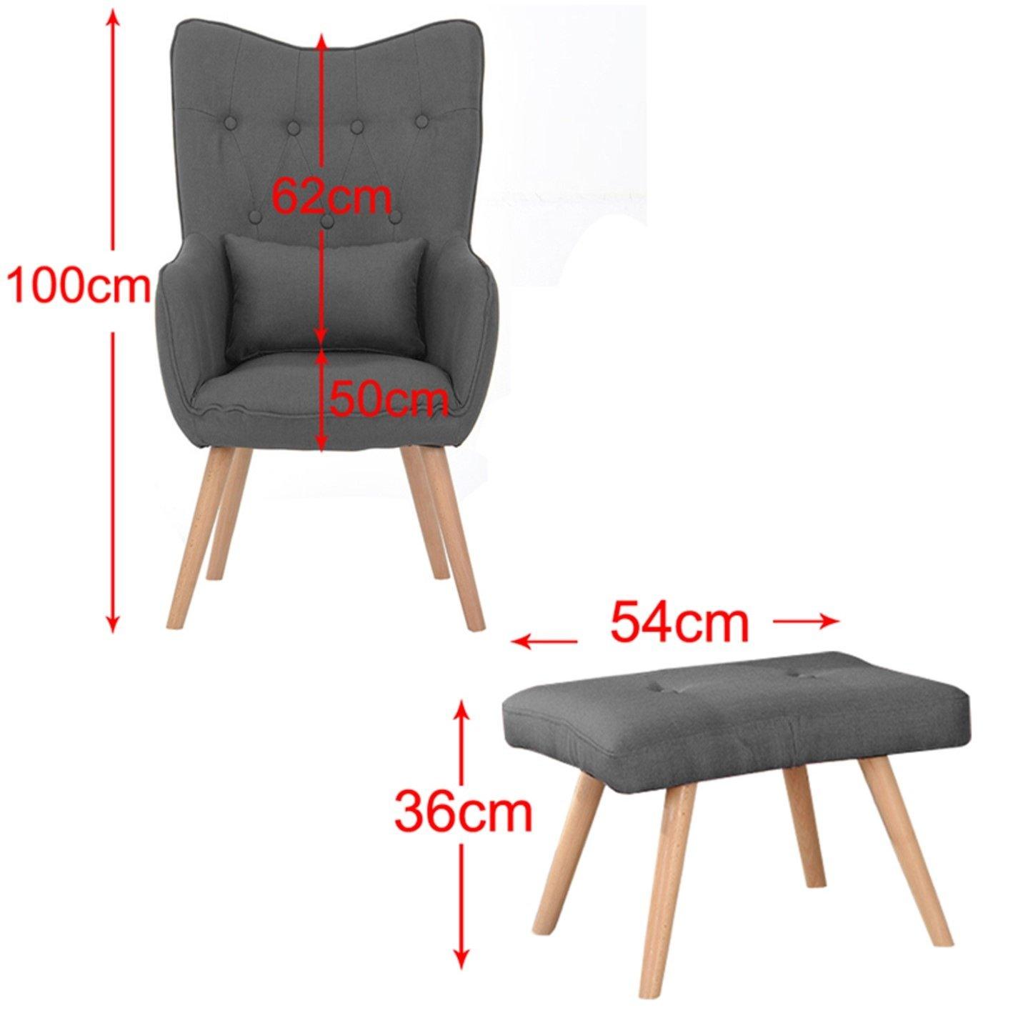 Dark Grey - Kabinet UK - Classic Linen Oak Wood Legs Leisure Armchair - 7