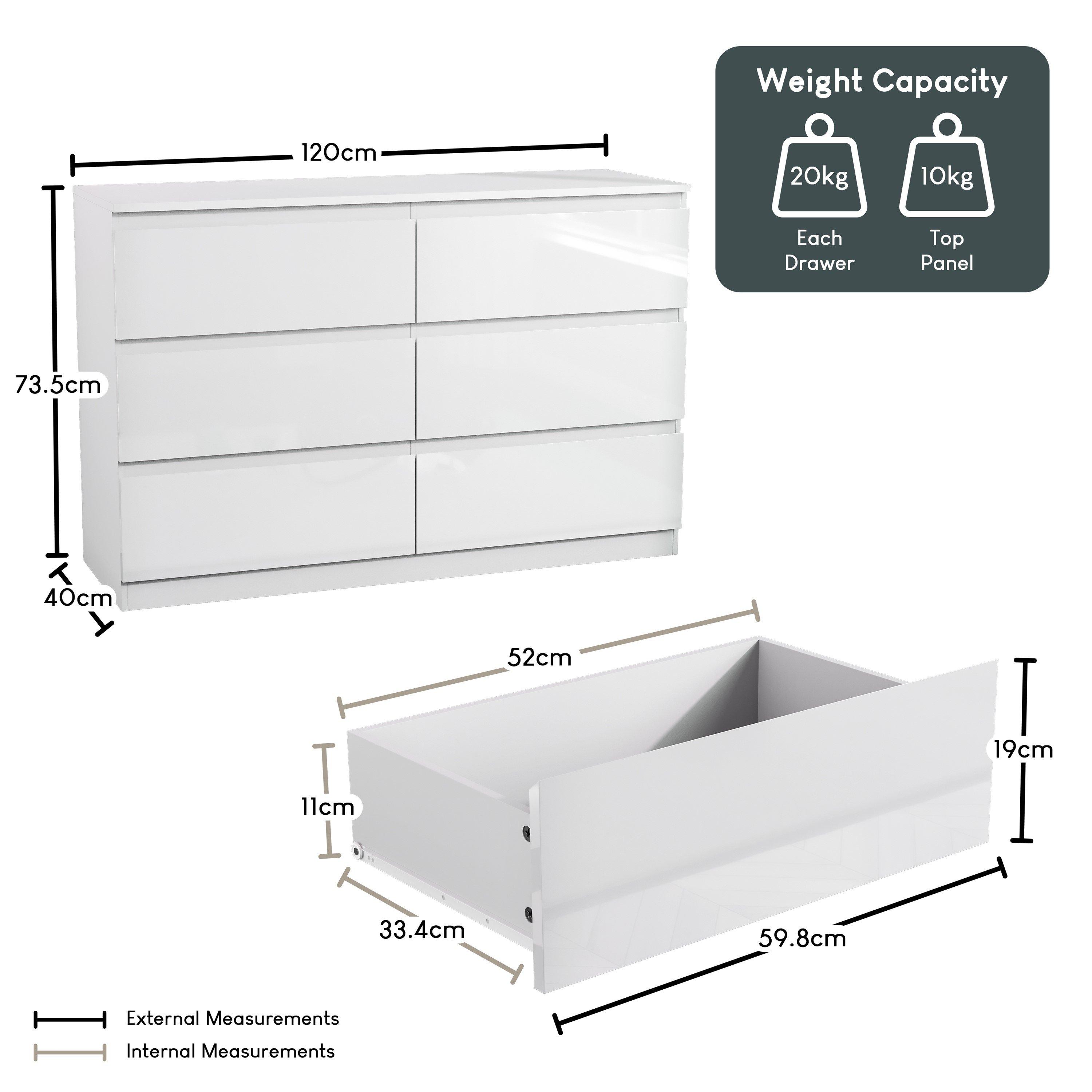 White - Lassic - Glinton High Gloss 6 Drawer Chest - 2
